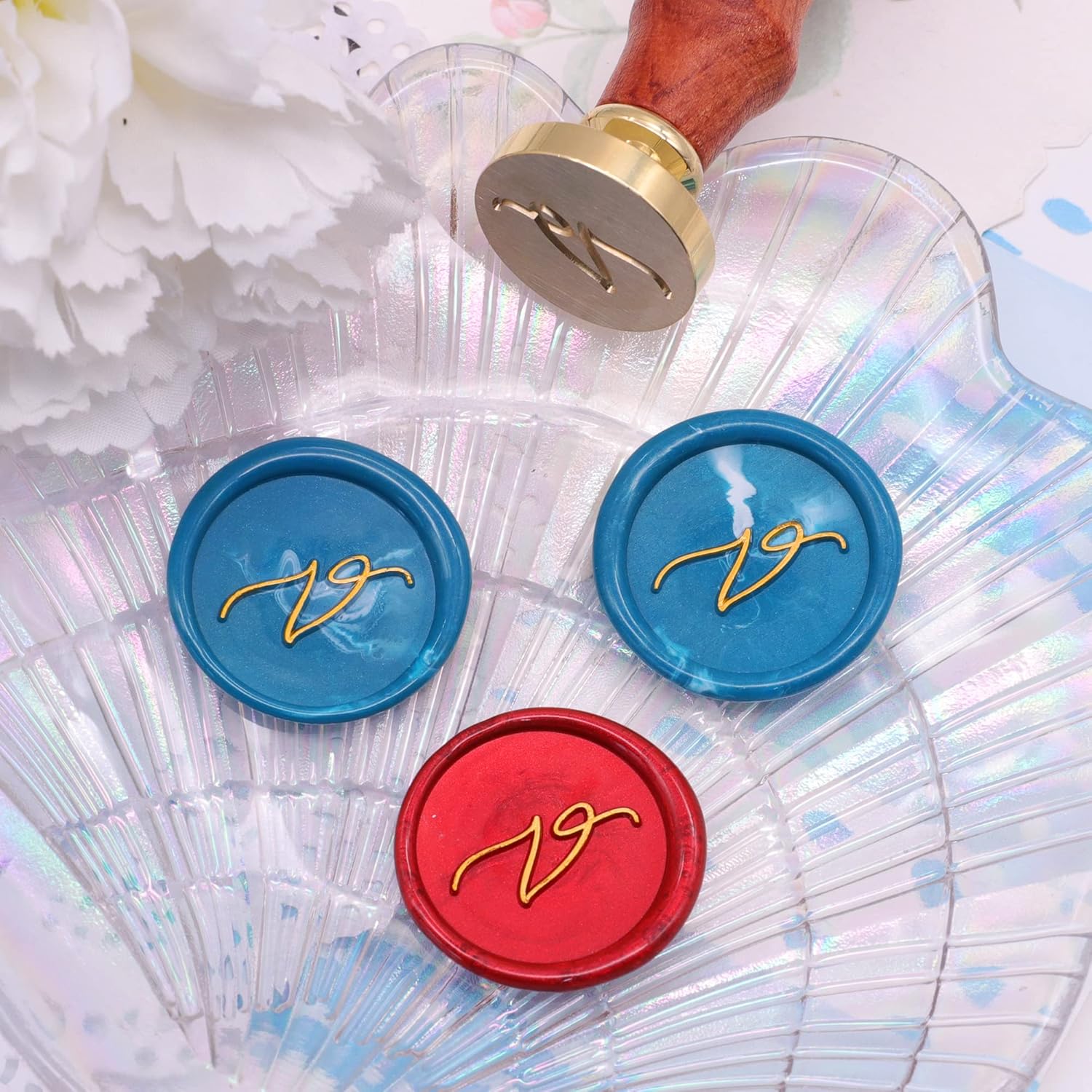 SWANGSA Sello de cera con letra inicial del alfabeto V, elegante sello de sellado de letras para invitación de fiesta de boda, envoltura de regalo,