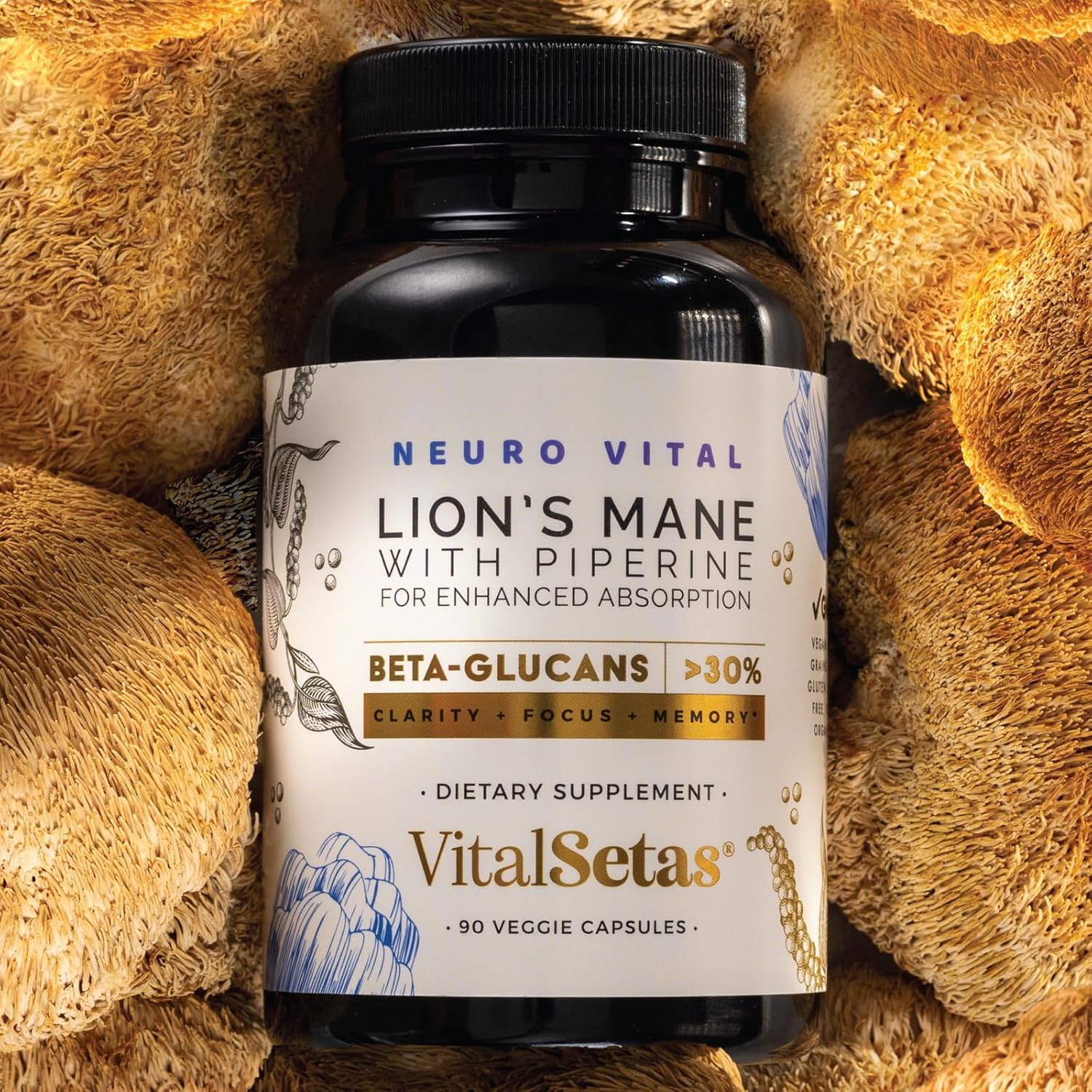 Vitality Bundle – Potente dúo de suplemento de hongos Neuro Vital y Vital7 – para función cognitiva, apoyo inmunológico, memoria, enfoque y