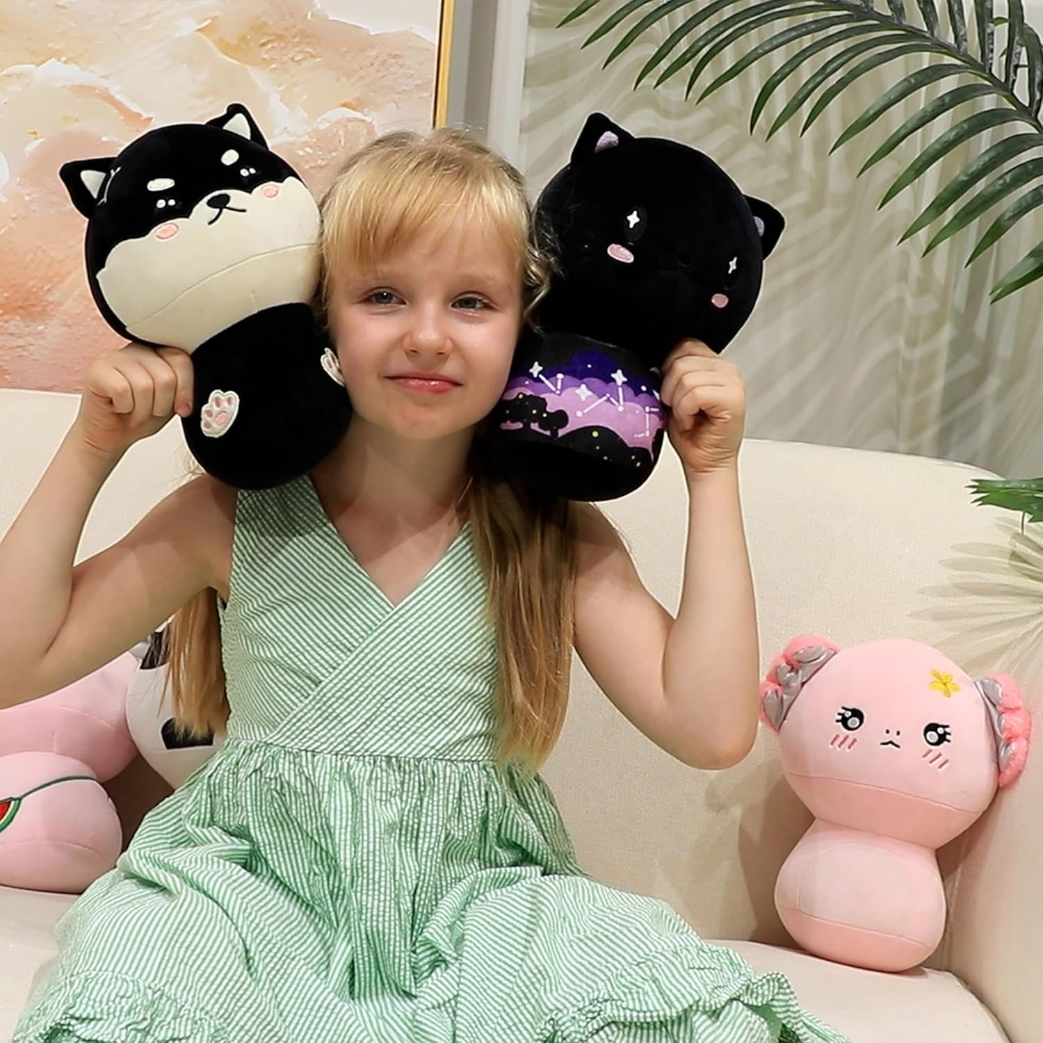 Cuteoy Almohada de ajolote de peluche de hongo, diseño de flor y ajolote, juguetes de peluche, muñecas suaves y lindas, regalos para niños pequeños,
