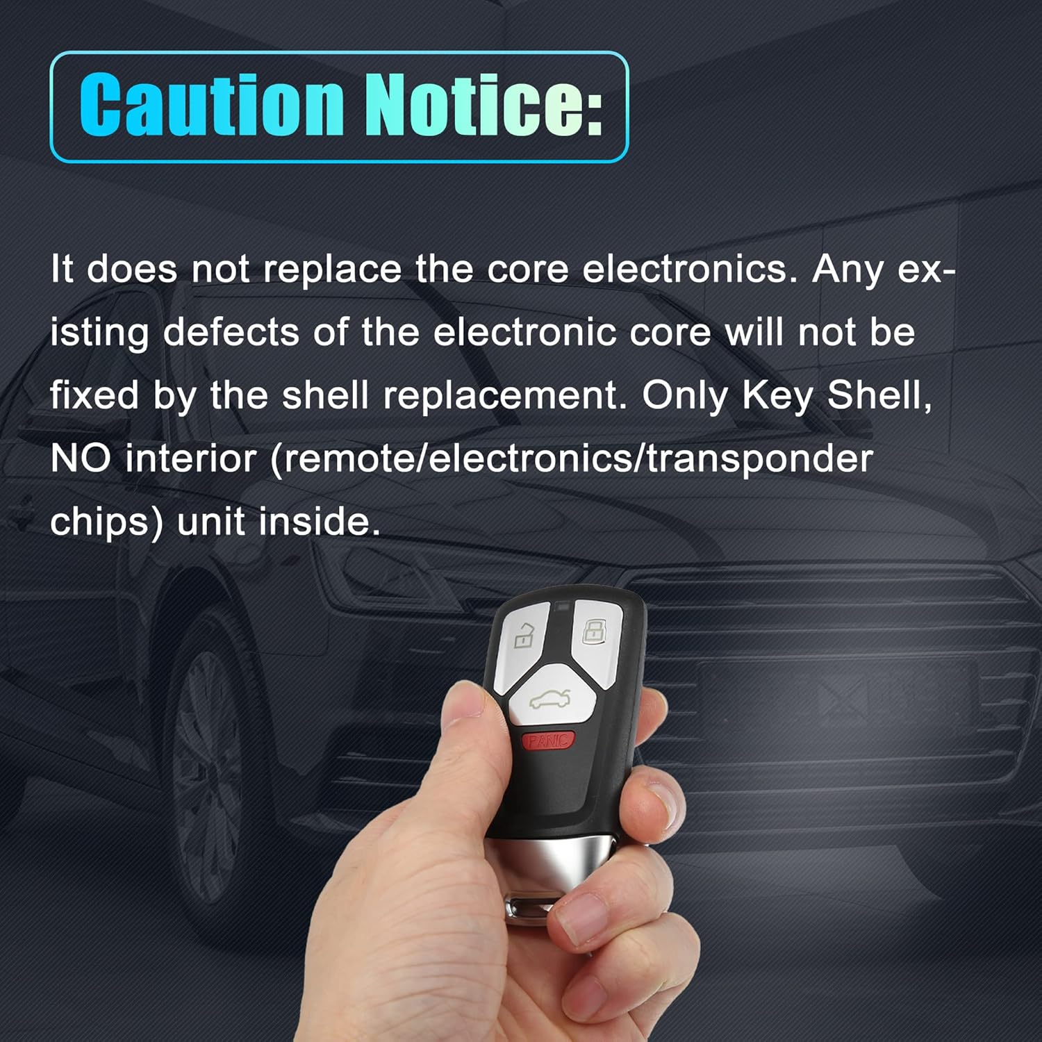 X AUTOHAUX Funda de repuesto para llavero inteligente de 4 botones sin llave para Audi A4 A5 Q7 TT Quattro 2017-2019 con hoja sin chip