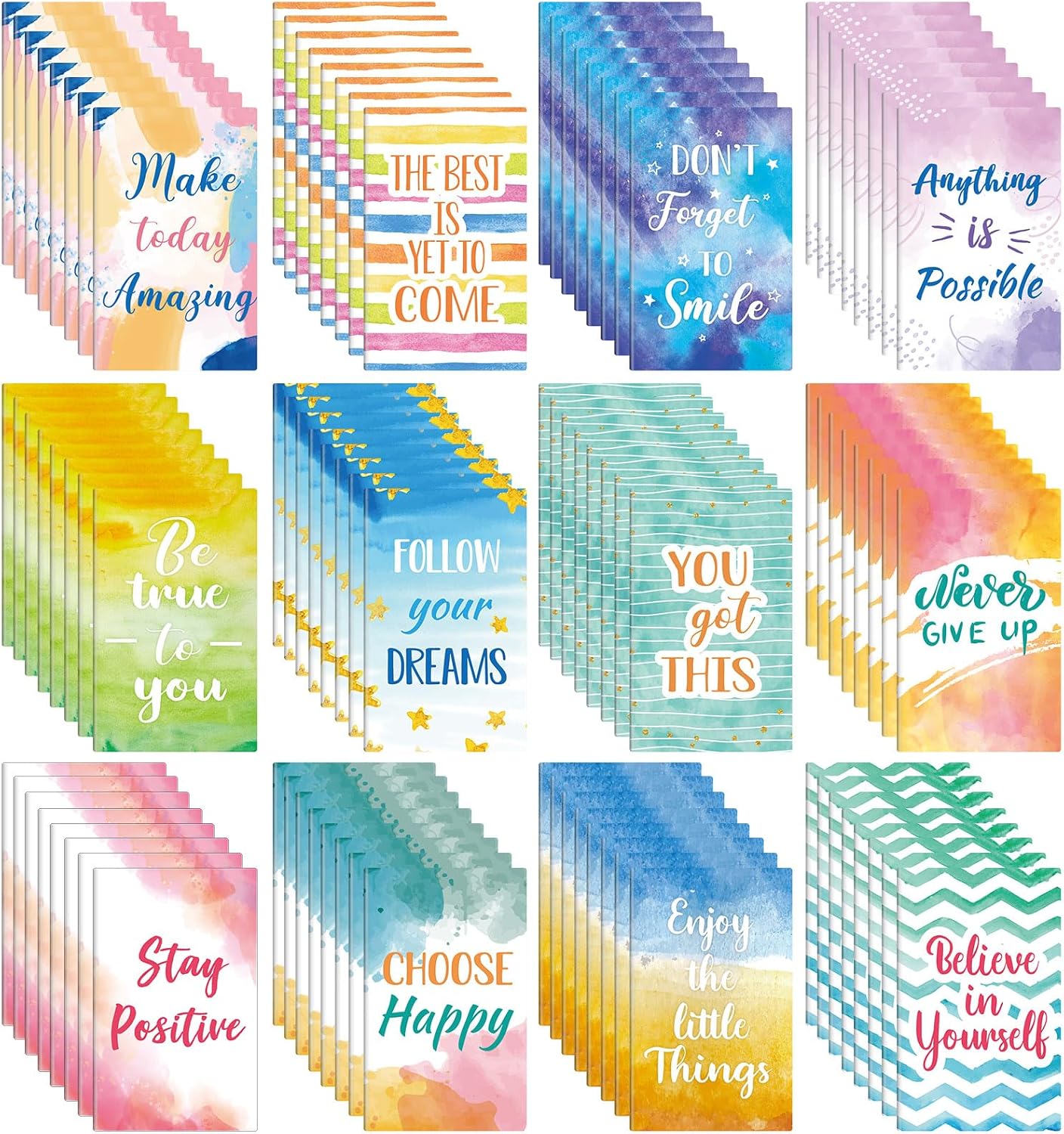 Pasimy – Bloc de notas inspirador, mini cuaderno motivacional a granel, pequeño diario de bolsillo colorido, bloc de notas con citas inspiradoras