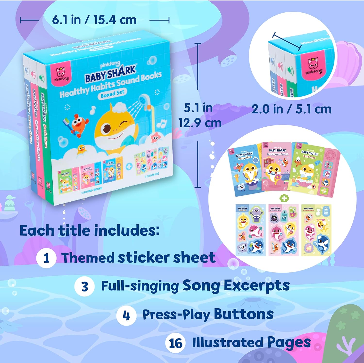 Pinkfong Juego de libros de sonido de hábitos saludables de Baby Shark