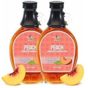 Green Jay Gourmet Jarabe de durazno  Jarabe de desayuno premium de 3 ingredientes con duraznos frescos, azúcar de caña y jugo de limón, jarabe de Green Jay Gourmet Jarabe de durazno  Jarabe de desayuno premium de 3 ingredientes con duraznos frescos, azúcar de caña y jugo de limón, jarabe de