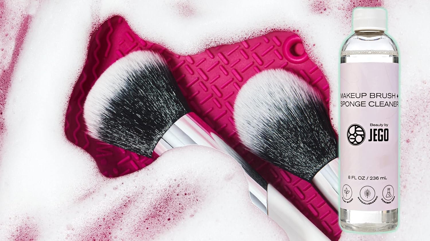 JEGO Solución limpiadora de brochas de maquillaje, limpiador de esponjas, limpiador líquido para brochas de maquillaje, solución hipoalergénica y a
