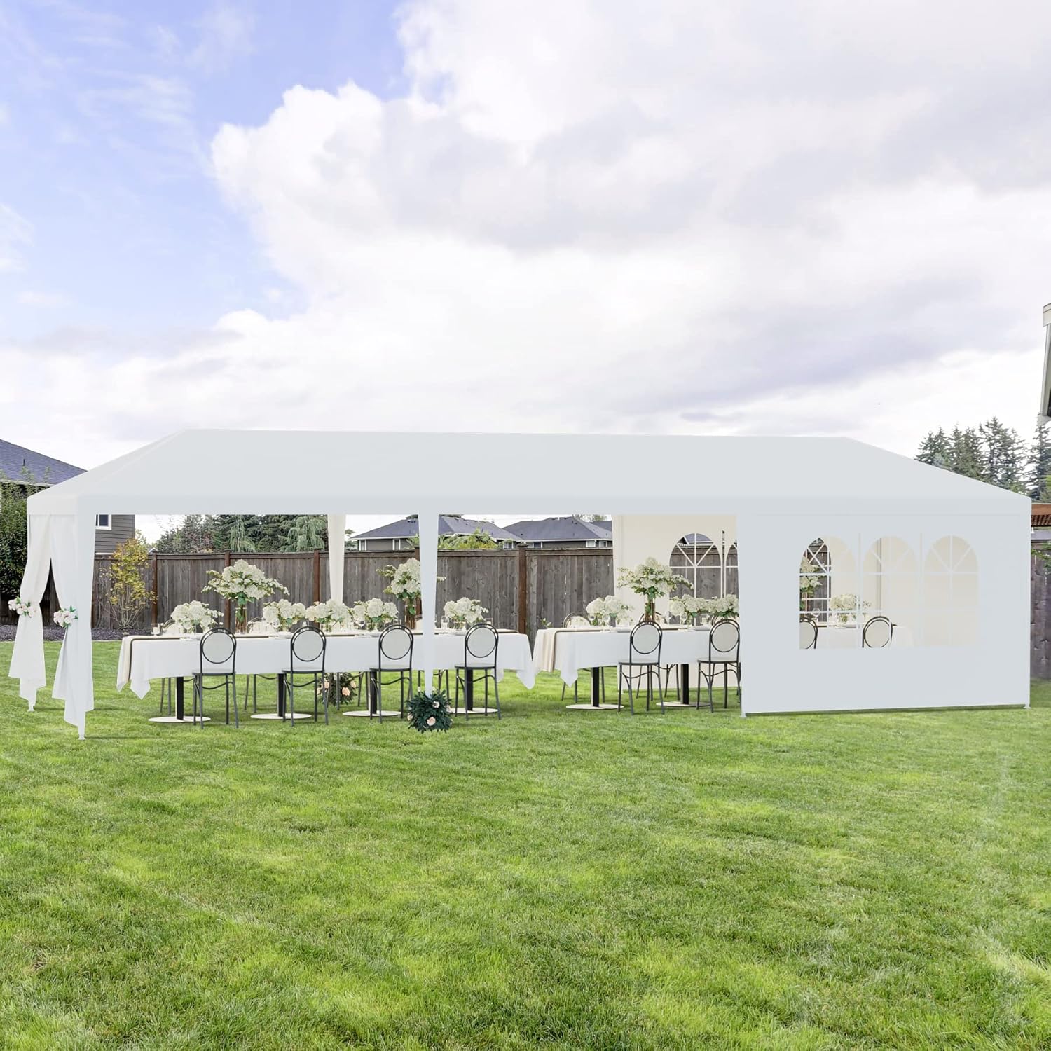 Tienda de campaña de 10 x 30 pies para exteriores, toldo de kiosco, fácil de instalar, para fiestas de barbacoa, eventos, con paredes laterales