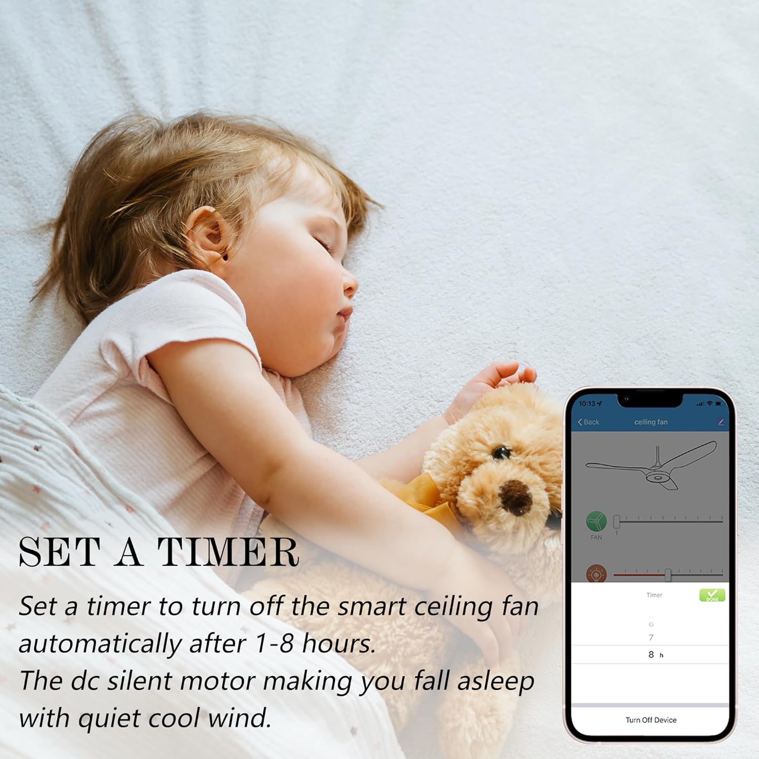 SMAAIR Ventilador de techo inteligente con luz, ventilador de techo para interiores y exteriores de 56 pulgadas con control remoto, compatible con