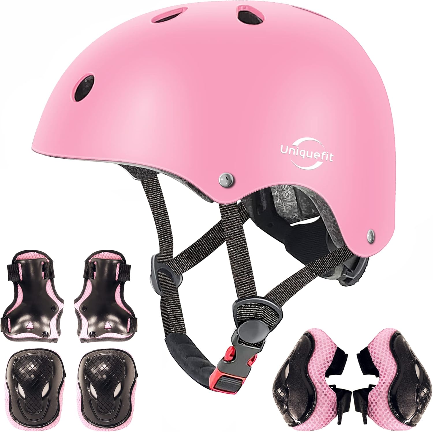 Juego de equipo de protección para niños y niñas, equipo de seguridad para deportes al aire libre, 7 unidades, casco infantil, rodilleras y coderas,