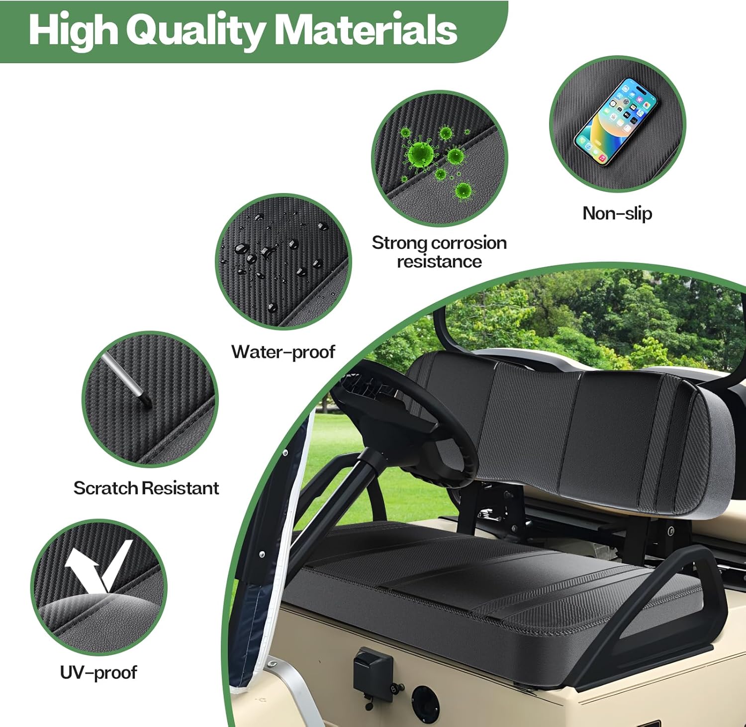 T TGBROS Fundas de asiento de carrito de golf para Club Car DS OEM, fundas de asiento ordinarias para carrito de golf, kit de cojín de asiento