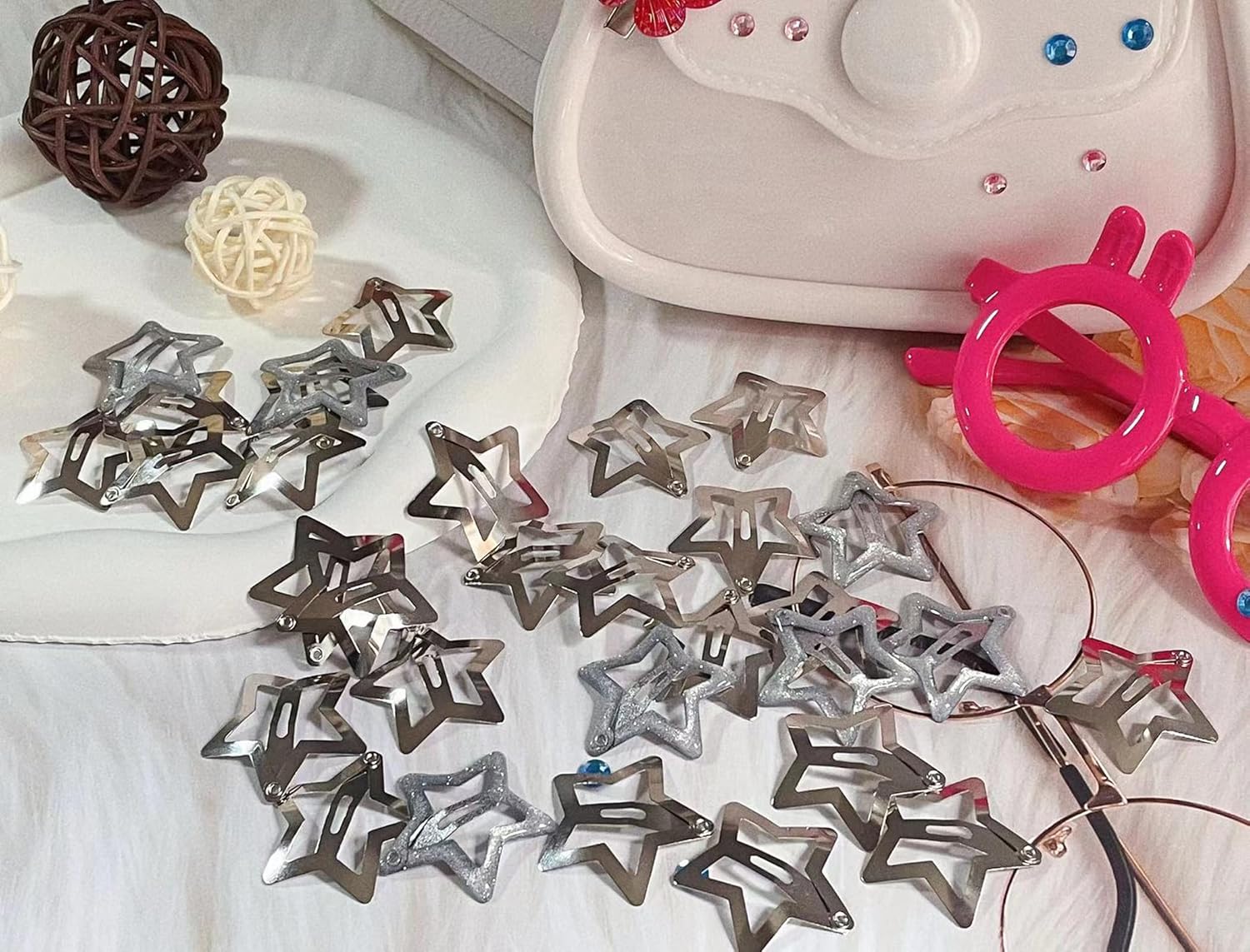 30 pinzas para el cabello de estrella Y2K, accesorios para mujer, 2 colores, pinzas de metal brillante, accesorios antideslizantes para el cabello,