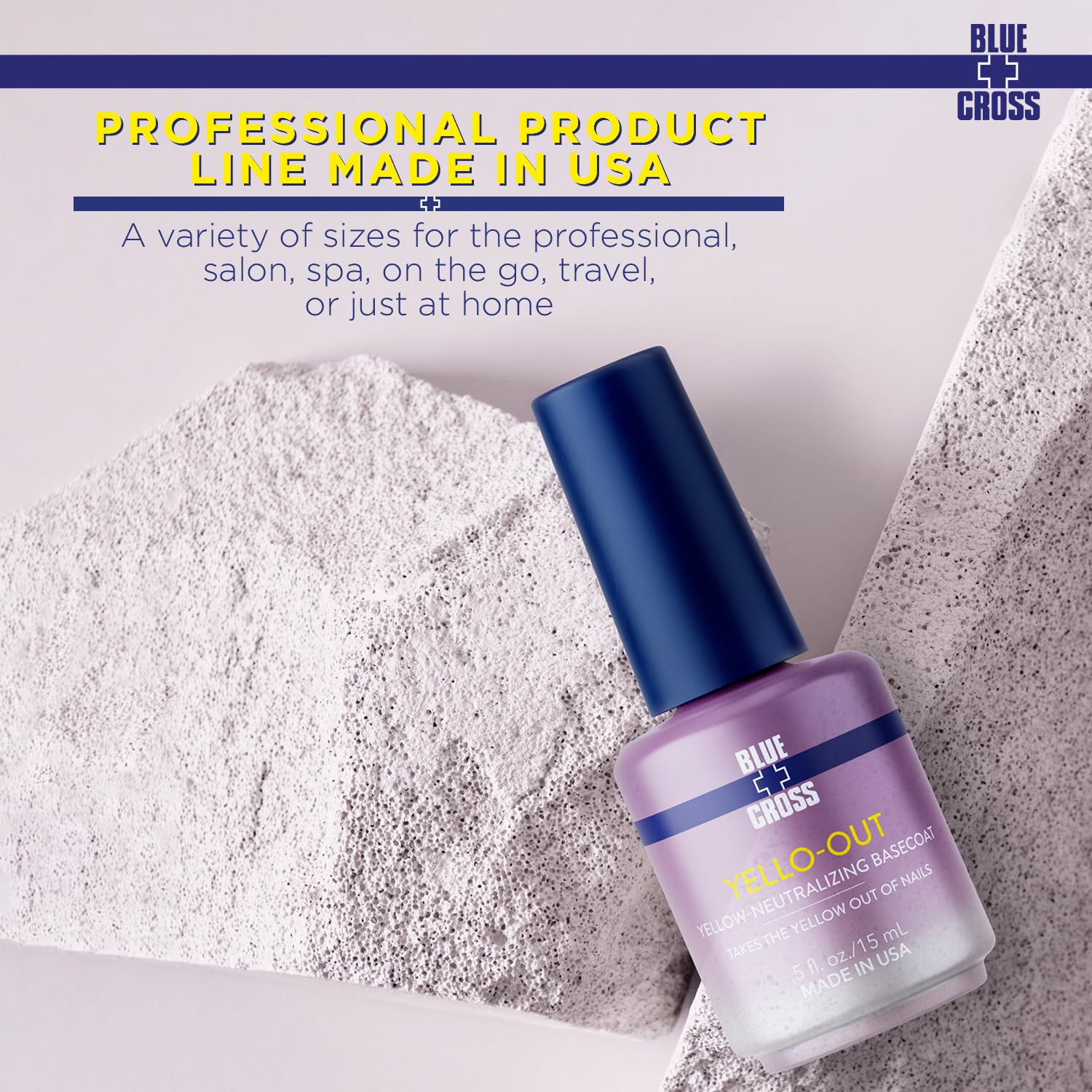 Blue Cross Cuidado profesional de uñas Yello Out – Tóner morado neutralizante de amarillo + capas base ópticas para aclarar uñas, paquete de 2