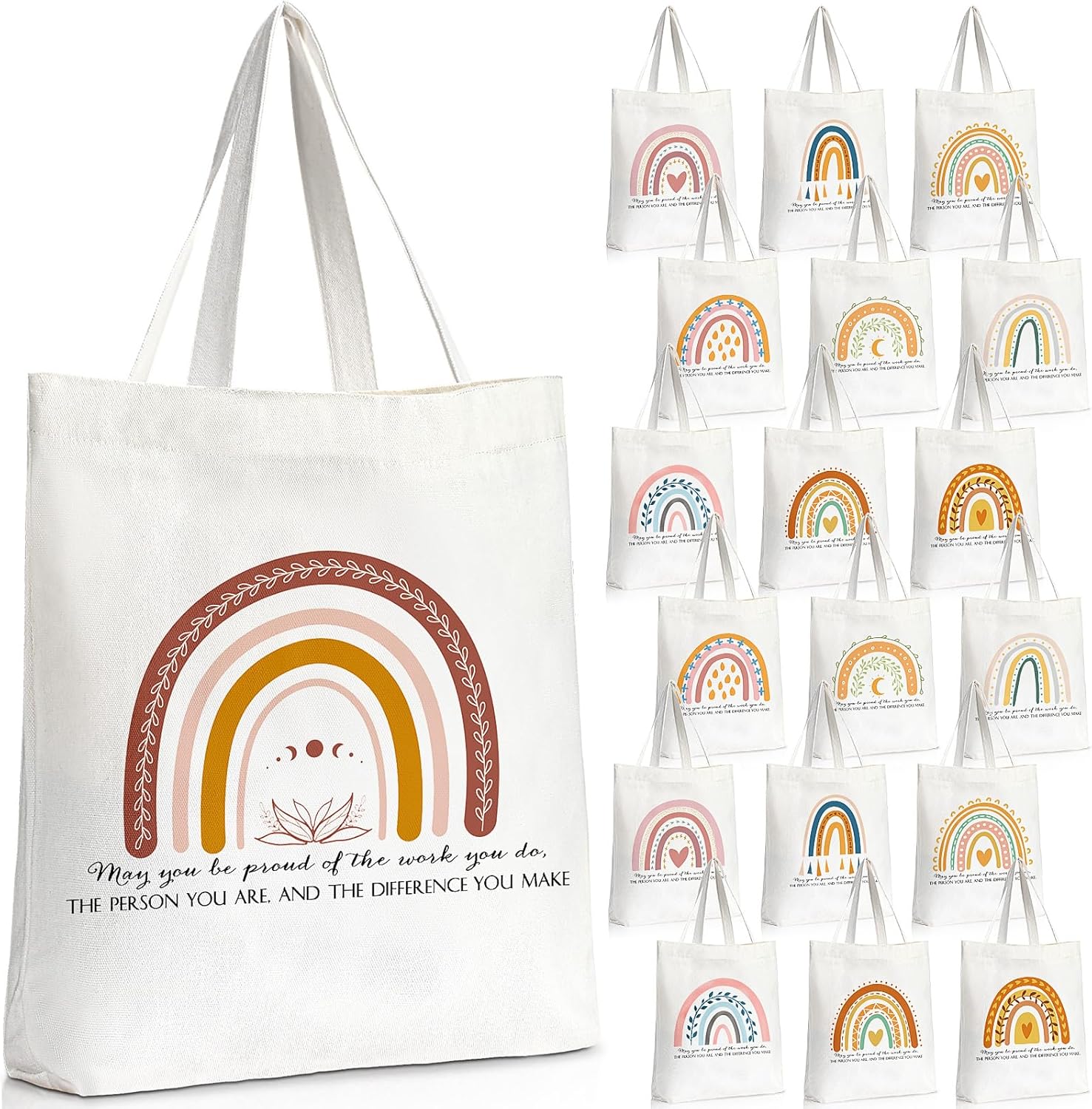 Sadnyy 20 bolsas de lona arcoíris para profesores y empleados, regalo inspirador con cremallera para oficina, escuela