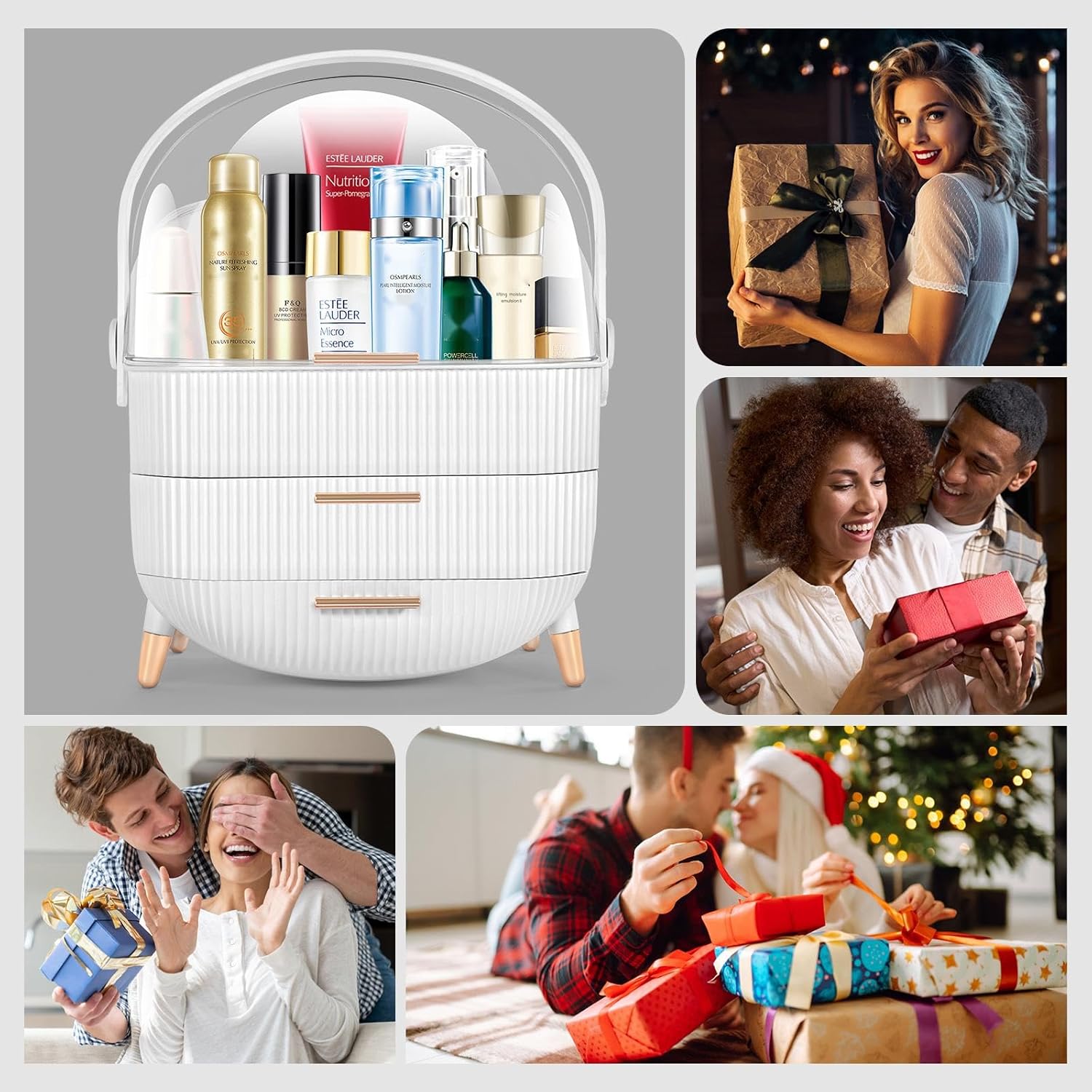 IGDMM Preppy Makeup Organizers,Skincare Organizer for College Students,Portable Cosmetic Organizer Makeup Caddy for Dorm,Bathroom,Dresser Cosmetic