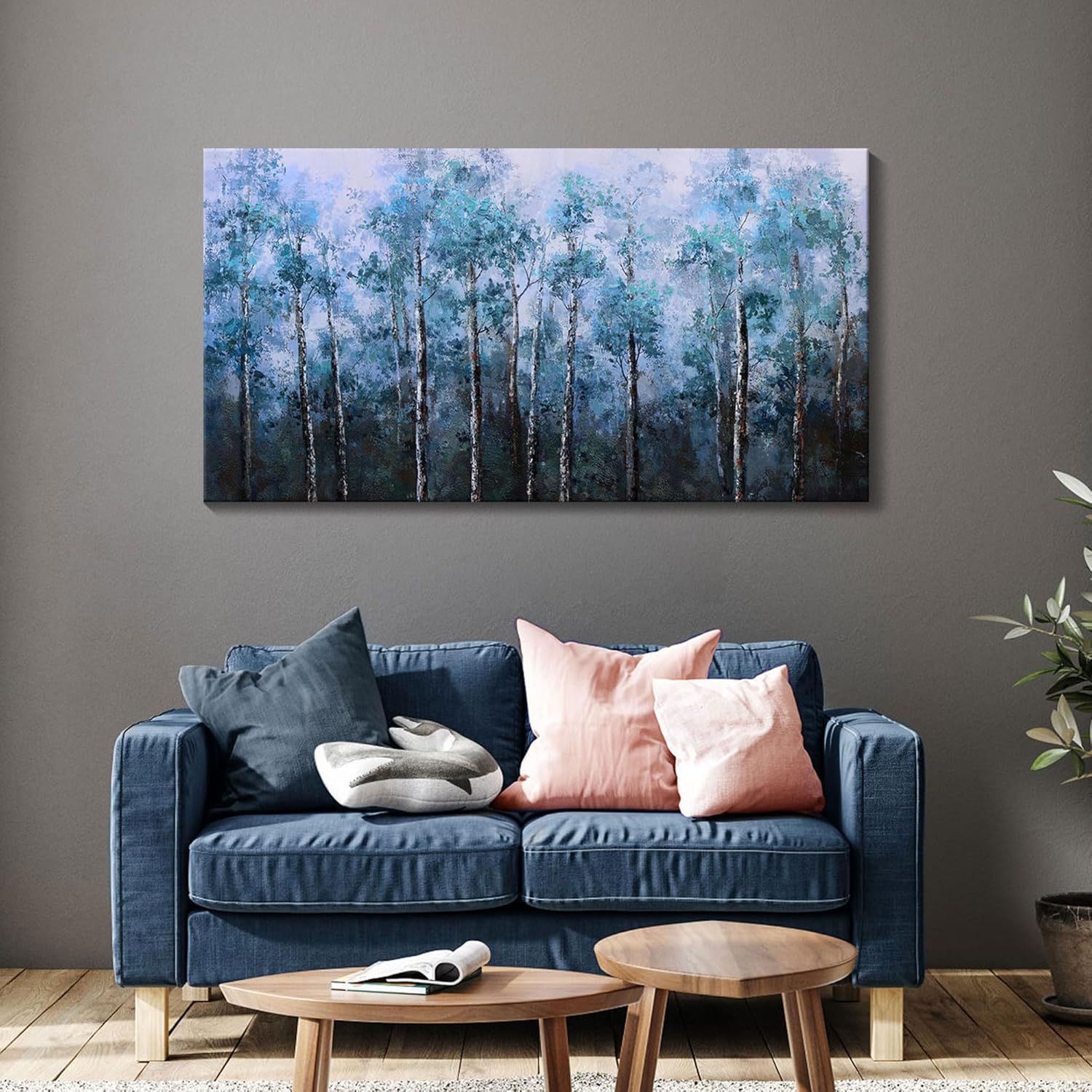 Lienzo decorativo para pared, paisaje natural grande, bosque de abedul, arte de pared para sala de estar, dormitorio, decoración de pared sobre la