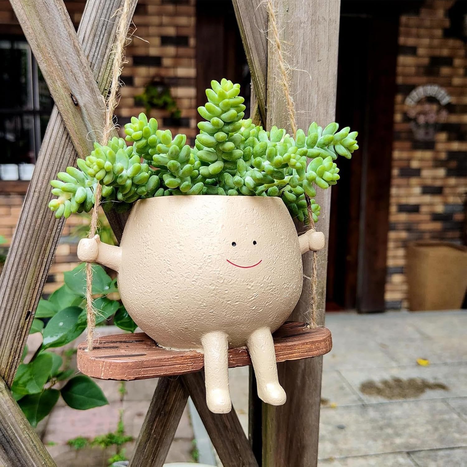 Macetas de cara oscilante, 12 macetas colgantes de pared, maceta de resina de cara sonriente, cesta creativa para plantas suculentas, para