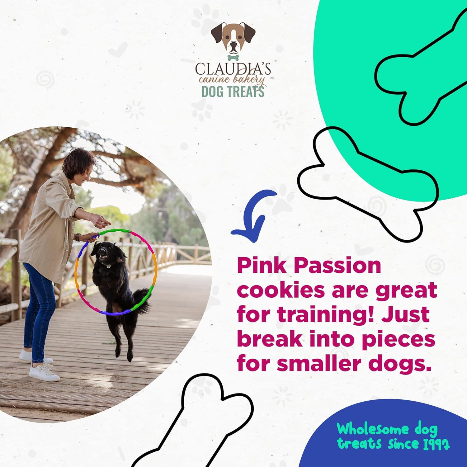Claudia’s Canine Bakery Pink Passion Surtido de galletas gourmet para perros, 7 onzas