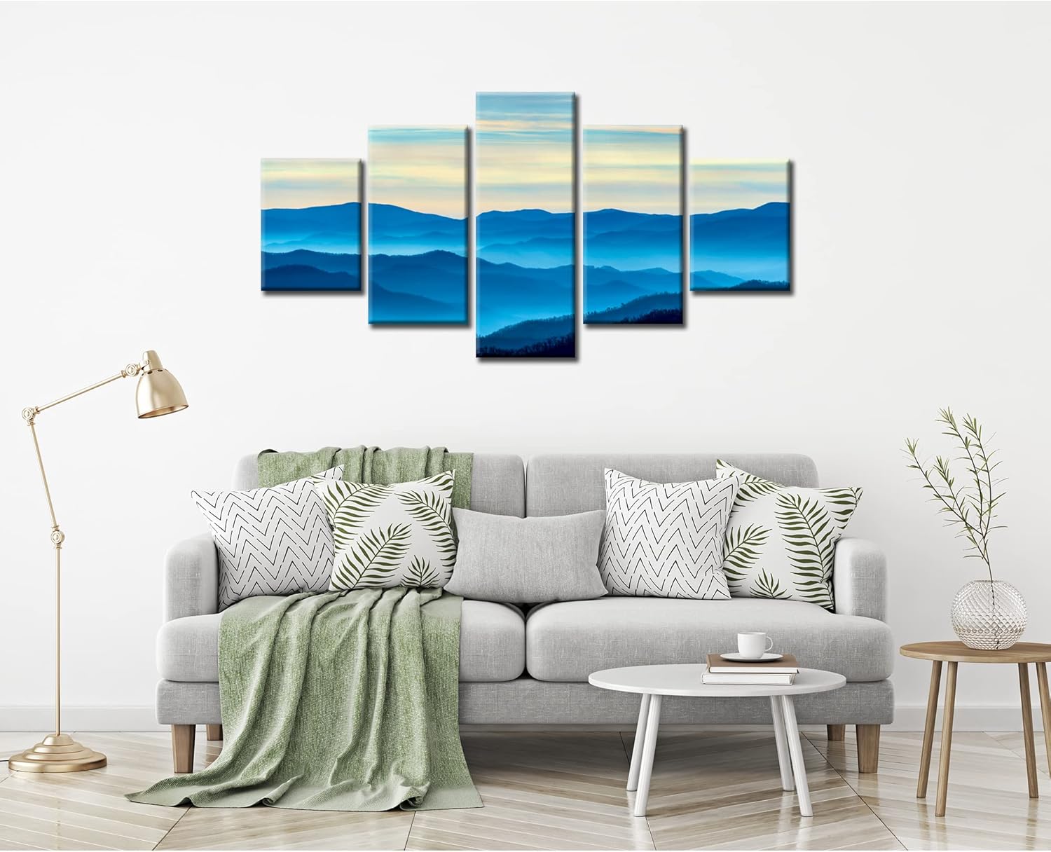 Lienzo decorativo para pared, diseño de parque nacional de montañas humeantes, impresión de imagen, pintura de paisaje natural, póster azul, marco