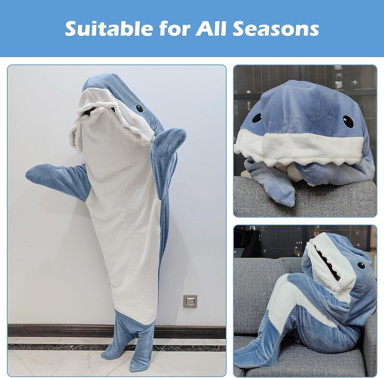 Mantas de tiburones, mameluco de tiburones, mantas de tiburones para adultos, mantas de tiburones súper suaves y acogedoras con capucha de franela,
