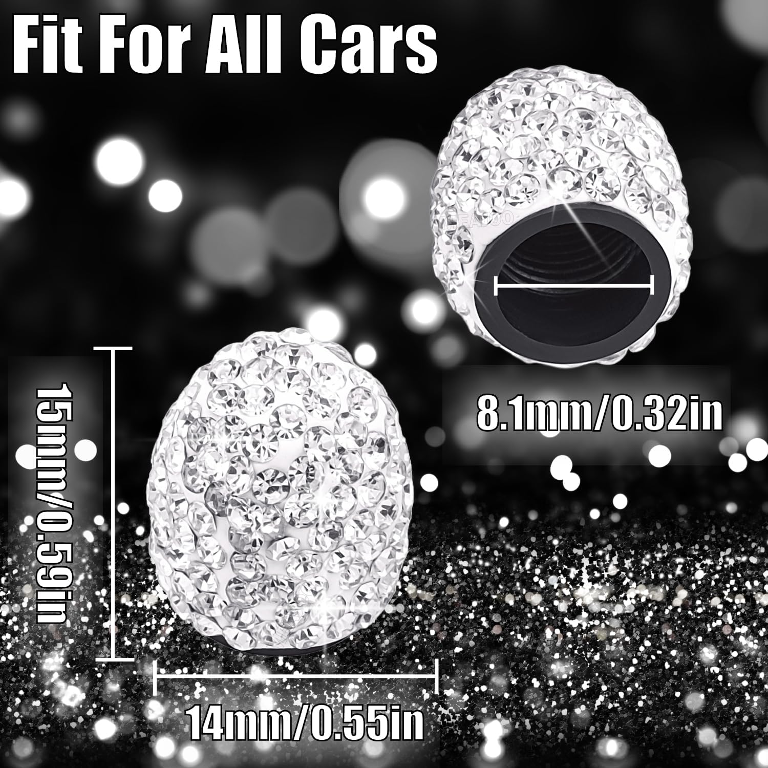8 tapas de válvula de vástago de neumático con diamantes de cristal brillante, a prueba de polvo, tapas universales para válvulas de neumáticos para