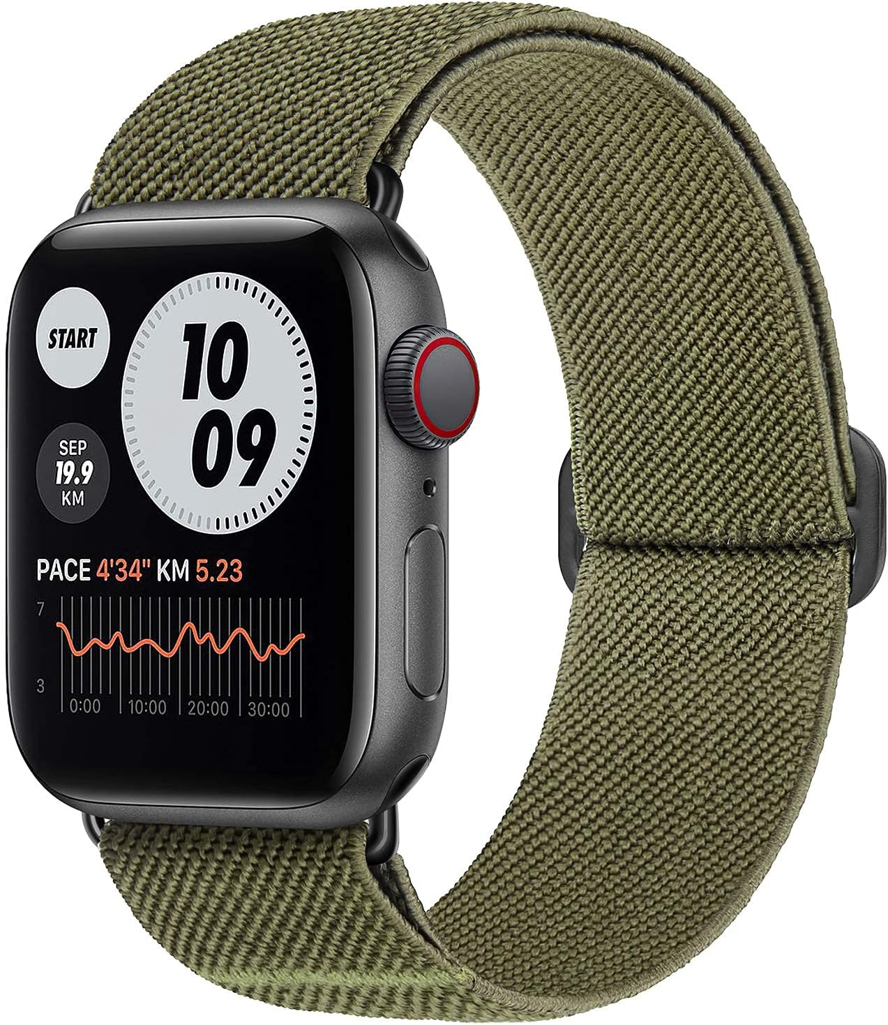 MEULOT – Correa elástica trenzada compatible con Apple Watch de , 1.49, 1.57, 1.65, 1.73pulgadas (38, 40, 42, 44mm), ajustable, de nailon elástico,