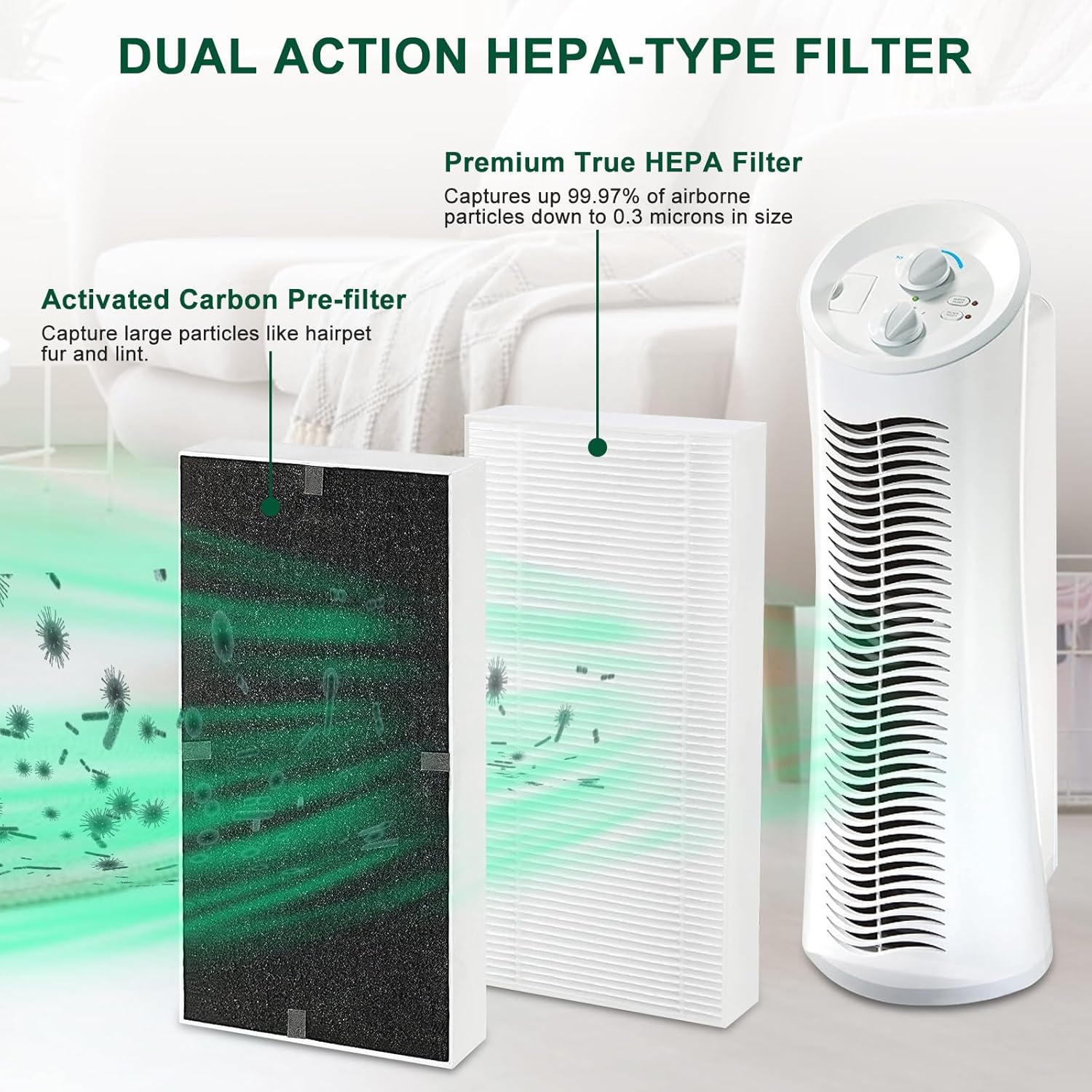 Paquete de 4 filtros de purificador de aire Febreze de repuesto para FRF102B  Compatible con filtro Honeywell U HRF201B  Compatible con Honeywell