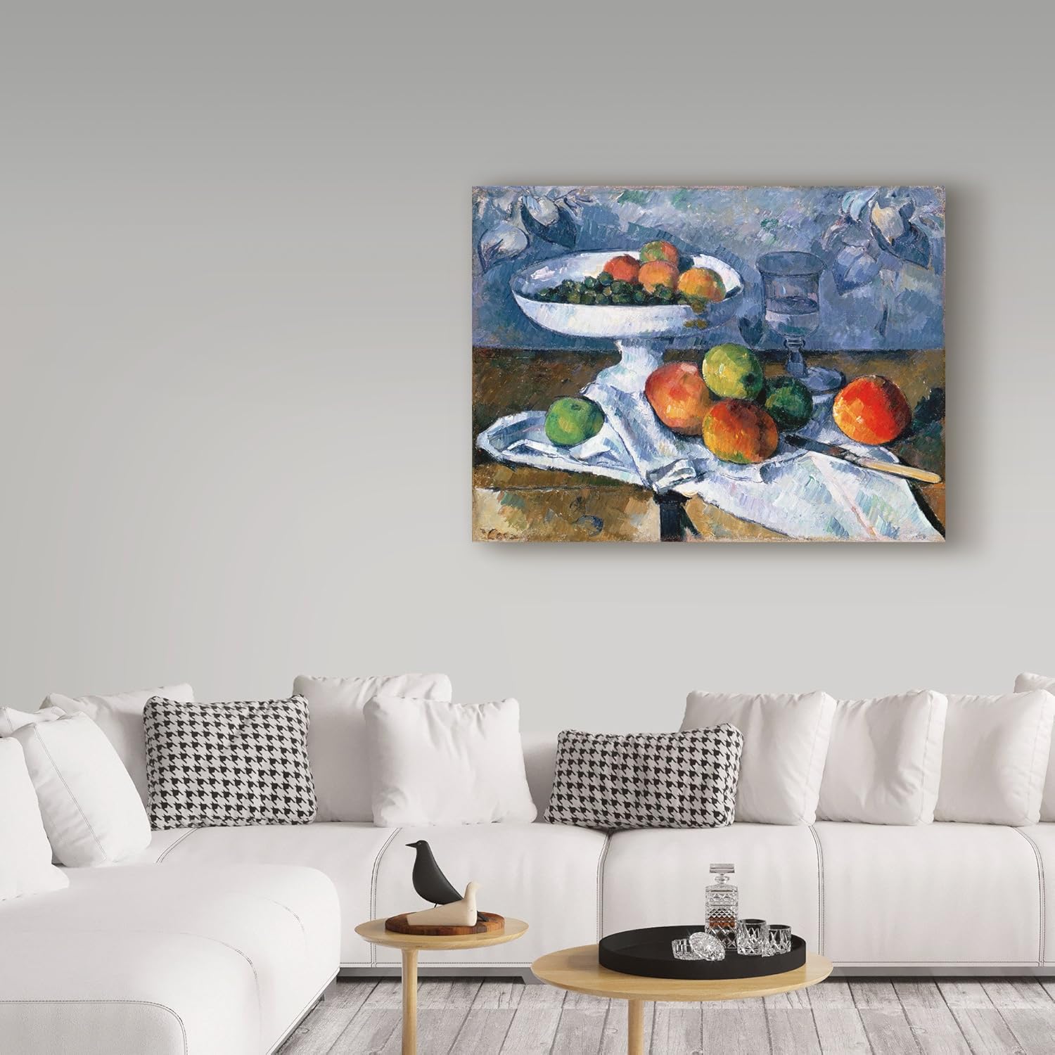Trademark Fine Art Bodegón con plato de frutas por Paul Cezanne, 14 x 19 in, Multicolor