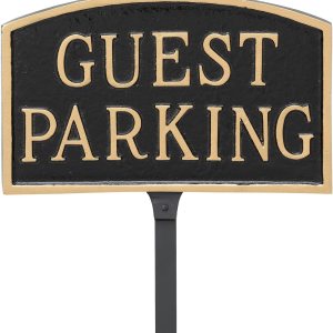 Montague Metal Products Letrero de placa de 5.5 x 9 pulgadas con estaca de césped de 23 pulgadas, color negrodorado Montague Metal Products Letrero de placa de 5.5 x 9 pulgadas con estaca de césped de 23 pulgadas, color negrodorado