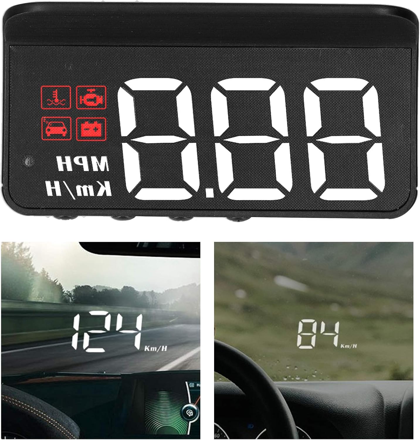 OBD2 HUD – Pantalla de cabeza hacia arriba, pantalla de velocímetro HUD para automóvil, proyector de parabrisas, medidor multifunción, alarma de