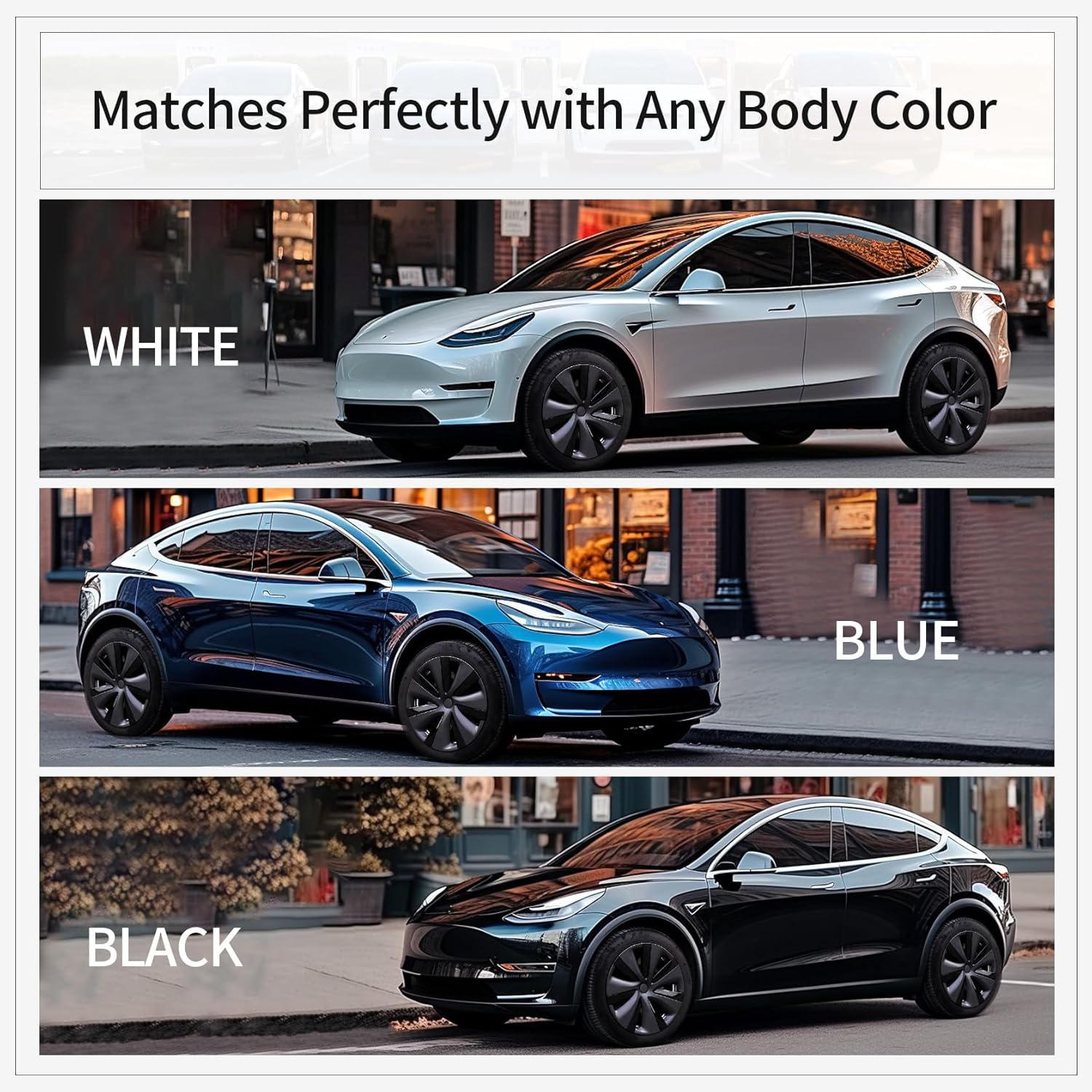Fundas de rueda para Tesla modelo Y de 19 pulgadas, tapacubos de ABS negros de dos tonos, compatibles con accesorios modelo Y 2021-2023, 4 tapas de