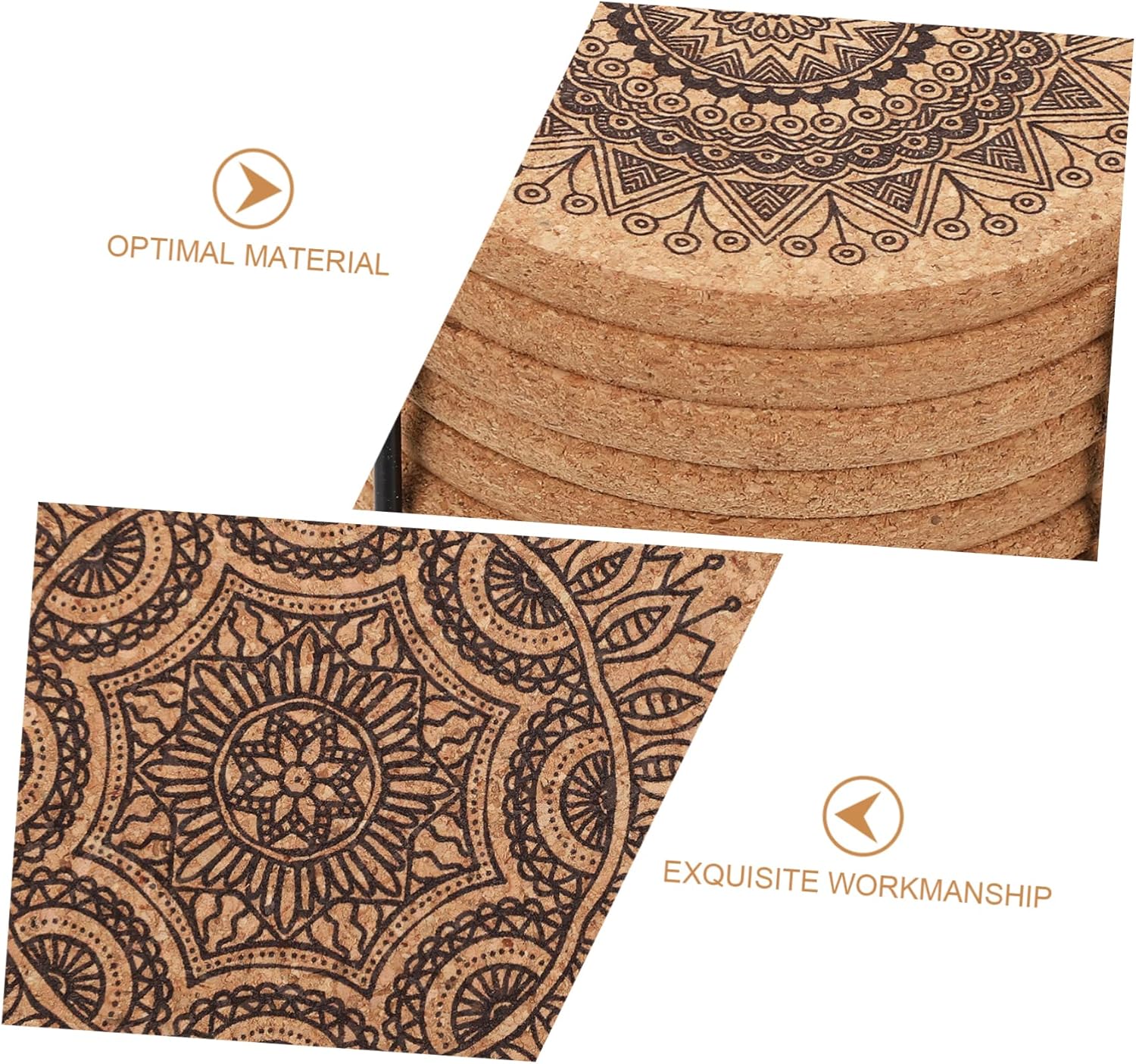 Coaster Cup Holder Set Mandala Art Coasters Coffee Cup Holder Natural Cork Coasters Drink Coasters Round Drinking Cup Cork Round Placemat Hotel Cup