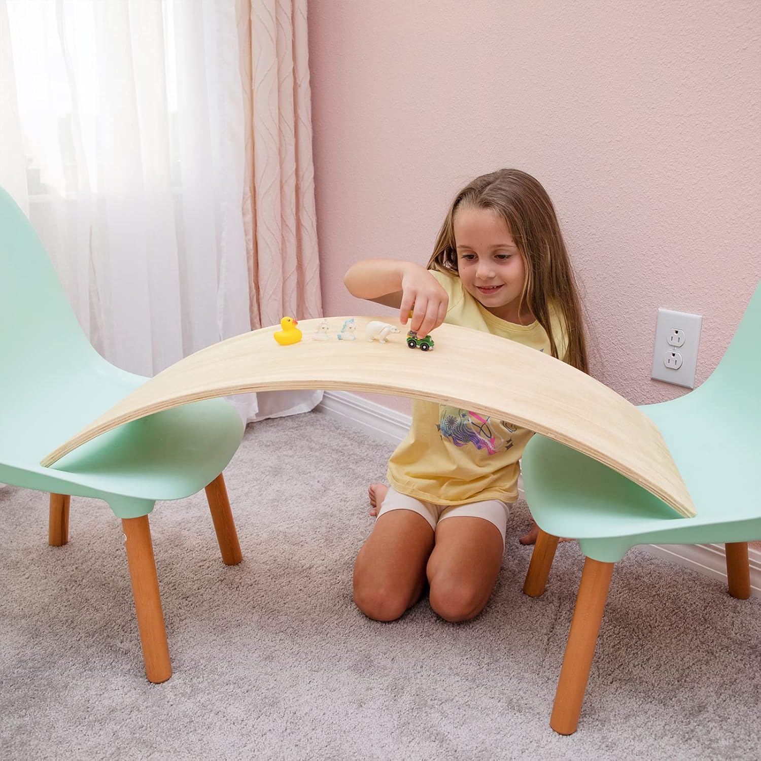 Tabla de equilibrio para niños, tabla tambaleante de 33 pulgadas, tabla de equilibrio de madera para niños pequeños, juguete de aprendizaje de