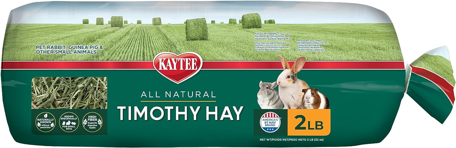 Kaytee Heno Timothy totalmente natural para conejillos de indias, conejos y otros animales pequeños, 2 libras