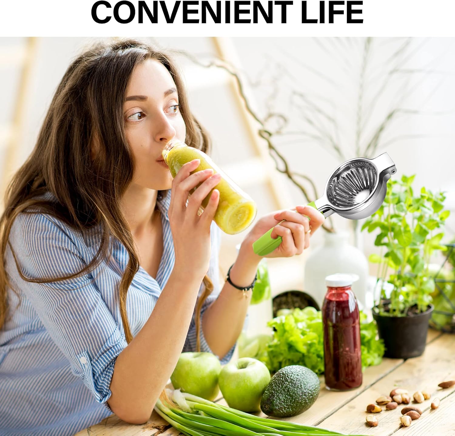 Vakoo Exprimidor manual de limón de acero inoxidable, exprimidor de cítricos a prueba de óxido y exprimidor de lima, exprimidor de frutas de presión