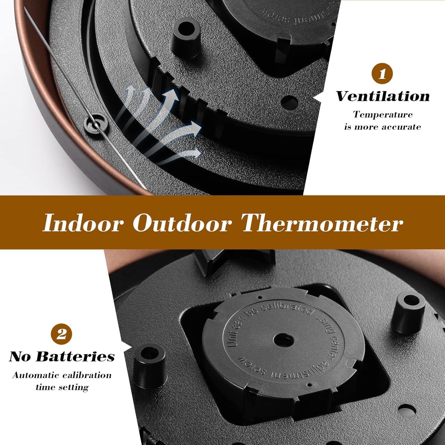 Termómetro higrómetro para exteriores, termómetro inalámbrico de 8 pulgadas, termómetro de interior para temperatura del hogar, sin batería,
