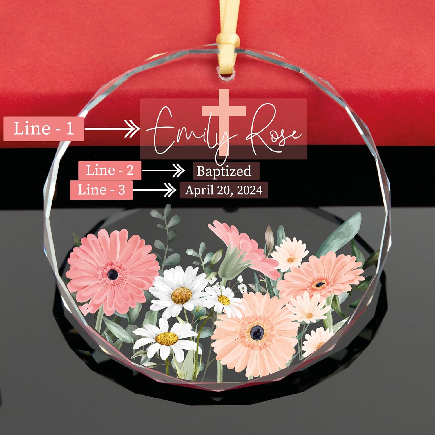 Adorno de cristal personalizado de bautismo para bebé, regalo de bautismo para niños y niñas, regalo de dedicación para bebés, regalo de