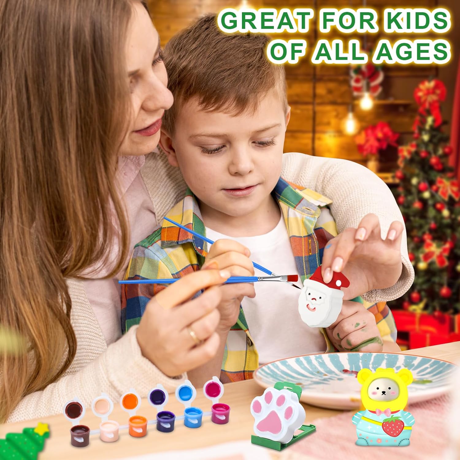 Calendario de Adviento de pintura de artes y manualidades 2023 para niños, 24 días, pintura de yeso, calendario de Adviento de Navidad para niños y