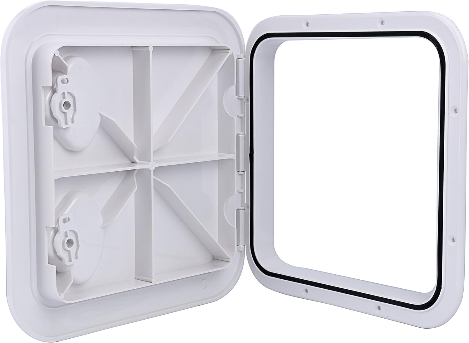 Amarine Made Escotilla de cubierta marina, escotilla de acceso para cubierta de barco y tapa 14-12 “x 14-58” – Blanco – 14.567 inx14.764 in