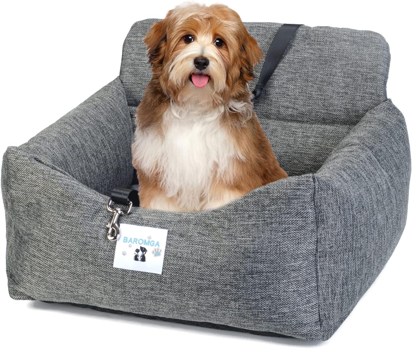 Asiento de coche para perros pequeños, asientos elevadores para mascotas con bolsillos de almacenamiento y correa de clip, cama portátil para
