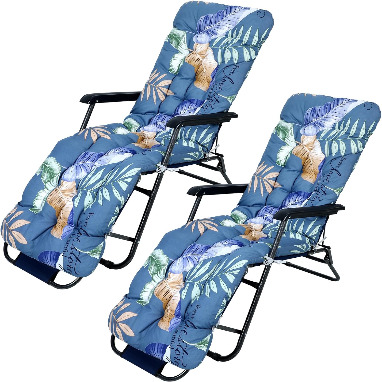 2 cojines para tumbona para exteriores, 67 x 21 pulgadas, para patio, con estampado floral, almohadillas gruesas de repuesto para muebles de