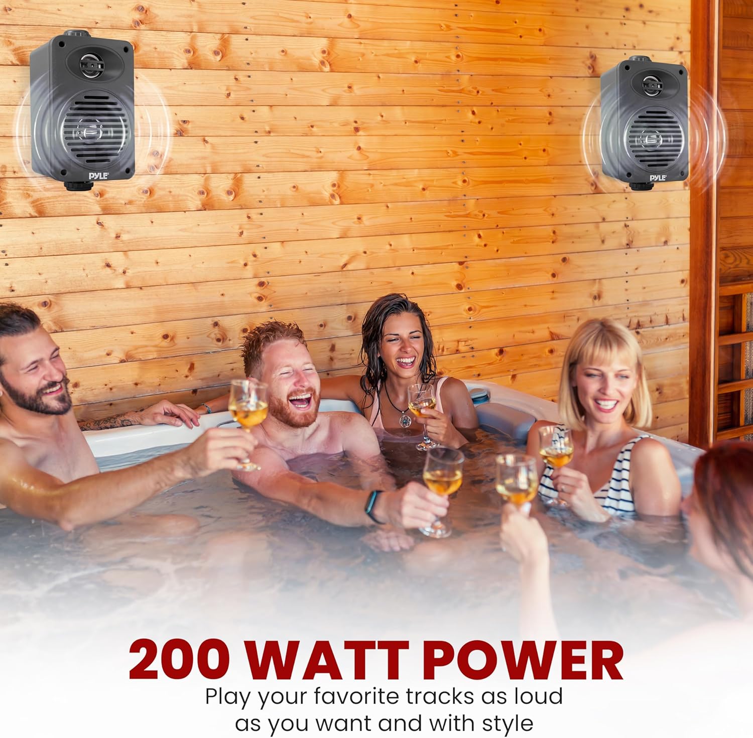 Pyle Par de altavoces para interiores y exteriores  Sistema de altavoces de rango completo de 2 vías de 200 vatios a prueba de agua dual de 3.5