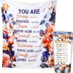 Buryeah 2 regalos cristianos para mujer que incluyen manta de franela de 51 x 59 pulgadas, vaso de acero inoxidable de 20 onzas, regalos religiosos, Buryeah 2 regalos cristianos para mujer que incluyen manta de franela de 51 x 59 pulgadas, vaso de acero inoxidable de 20 onzas, regalos religiosos,