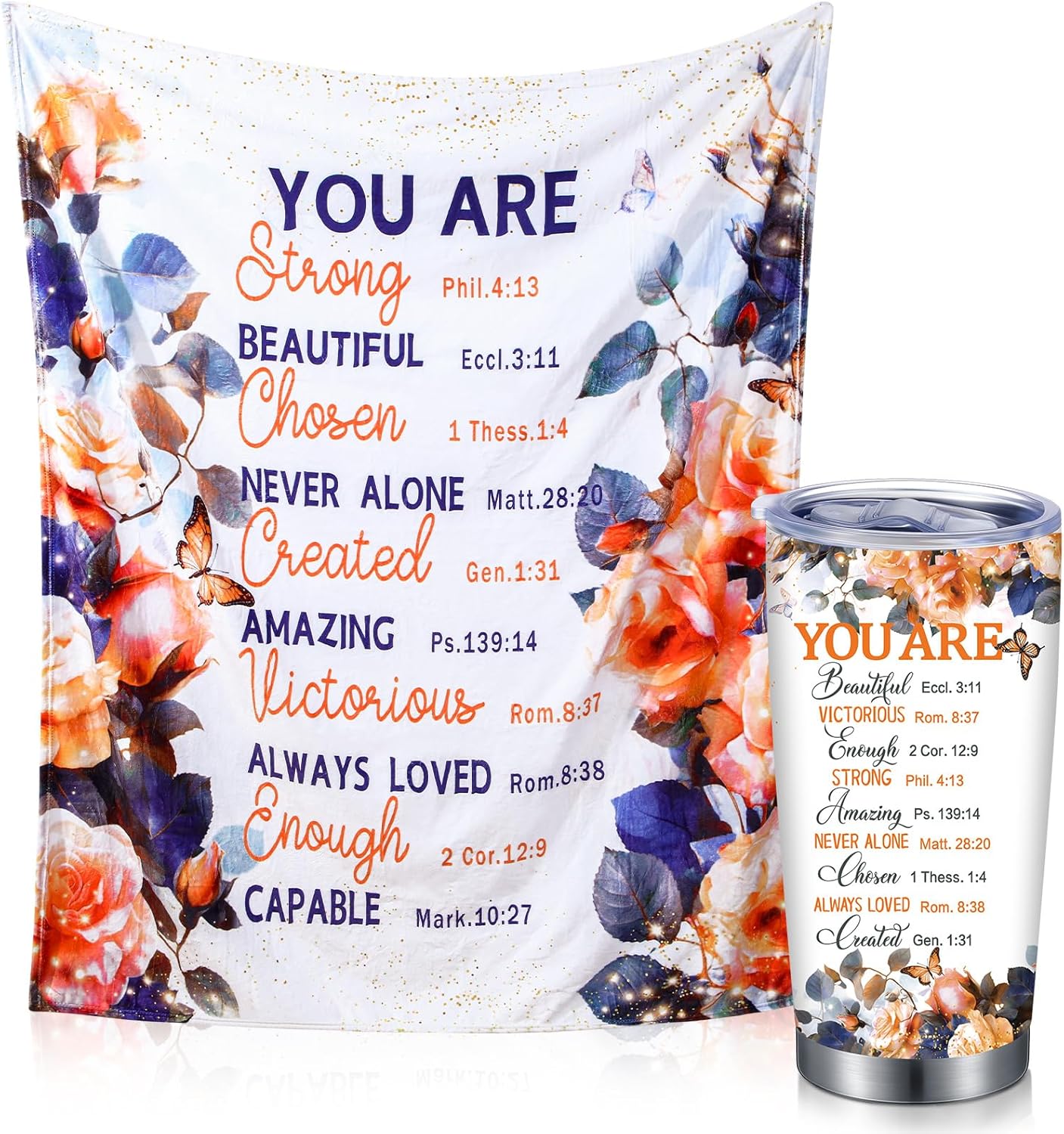 Buryeah 2 regalos cristianos para mujer que incluyen manta de franela de 51 x 59 pulgadas, vaso de acero inoxidable de 20 onzas, regalos religiosos,