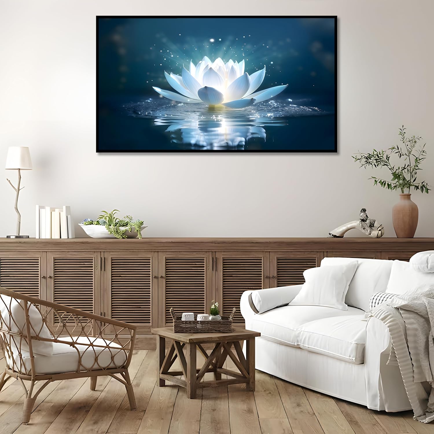 ICEWQOQU Lienzo impreso para pared, lienzo de loto, arte de pared zen, spa, lienzo, meditación, espiritual, dormitorio, baño, decoración del hogar