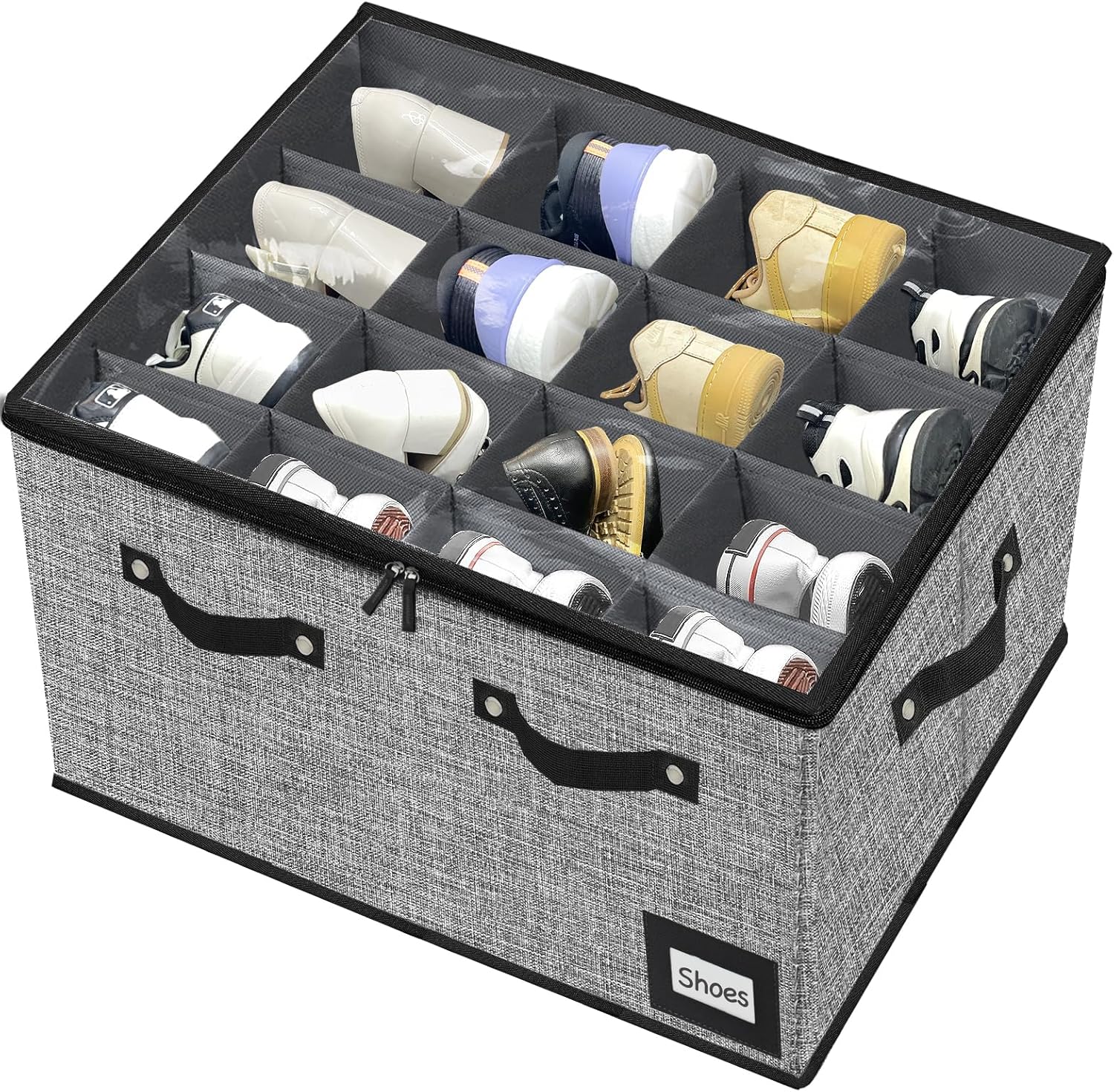 ouruer Organizador de almacenamiento de zapatos para armario, cajas de almacenamiento de zapatos apilables para entrada, organizador plegable para
