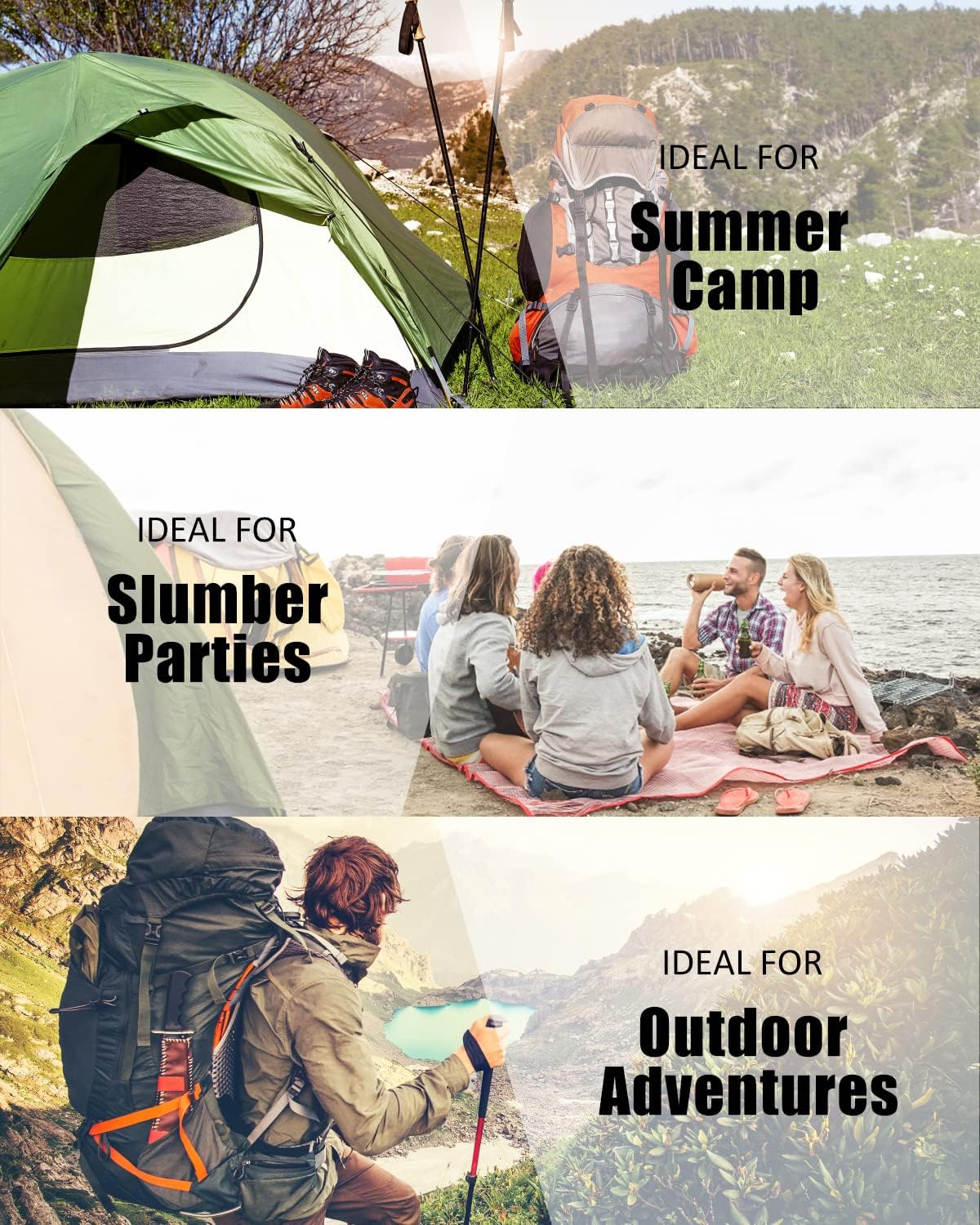 Saco de dormir, para mochila, ligero, impermeable, para clima frío, campamento, senderismo, viajar, cacería, con bolsa de compresión, para adulto y
