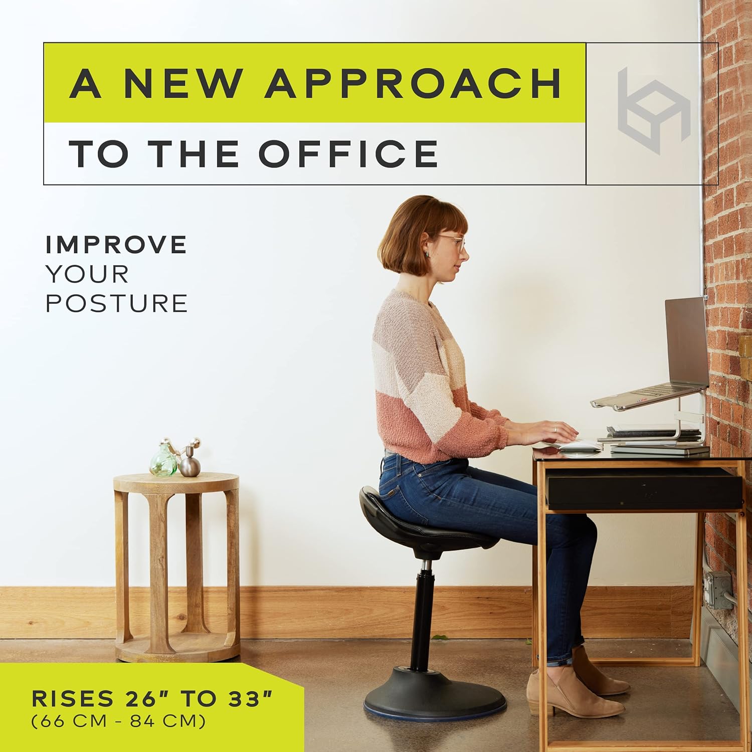 bonVIVO Silla de escritorio de pie  Silla ergonómica para escritorios de oficina altos con soporte trasero y asas para postura y equilibrio