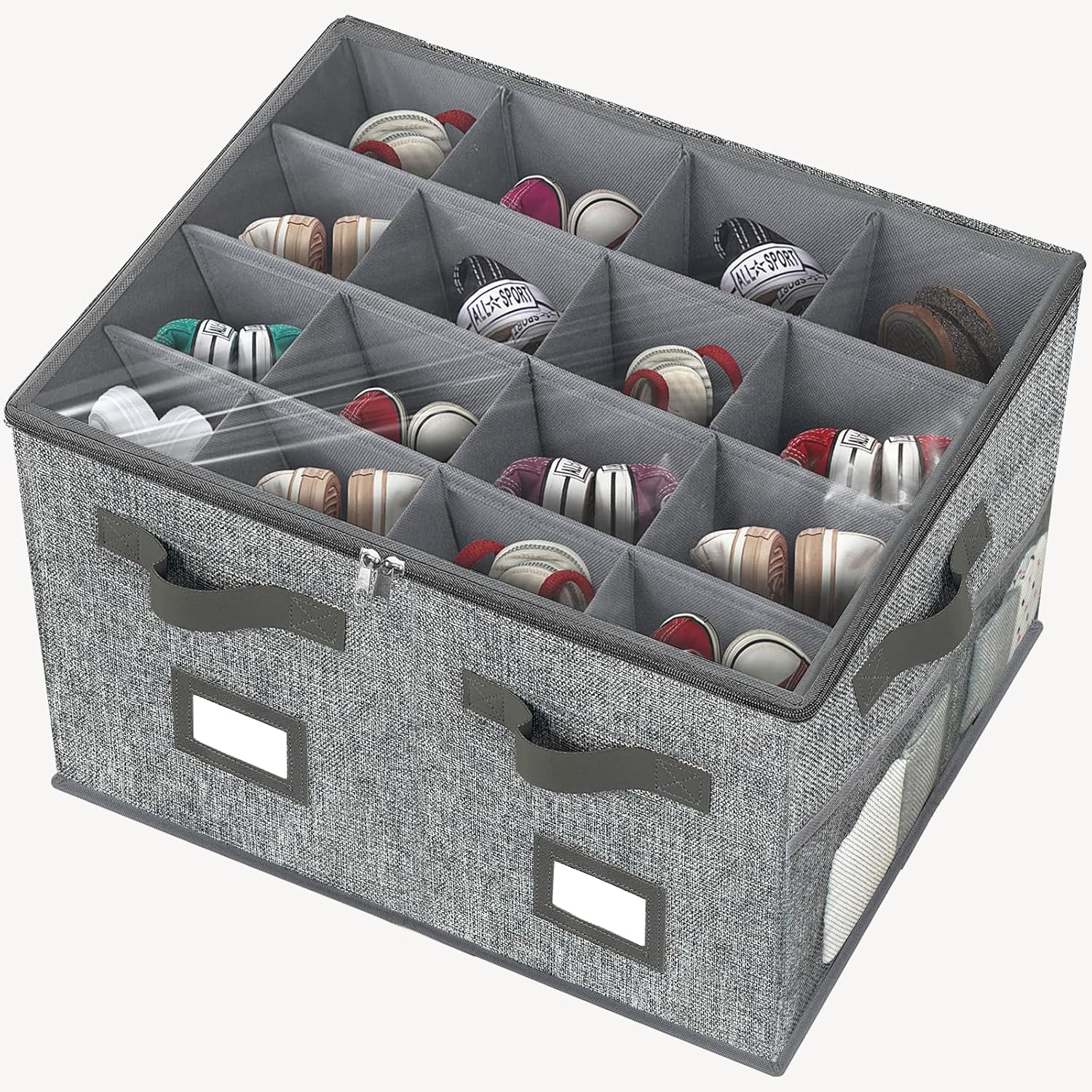 VERONLY Caja organizadora de zapatos grande para armario, contenedores de almacenamiento ajustables para zapatos, contenedores plegables para