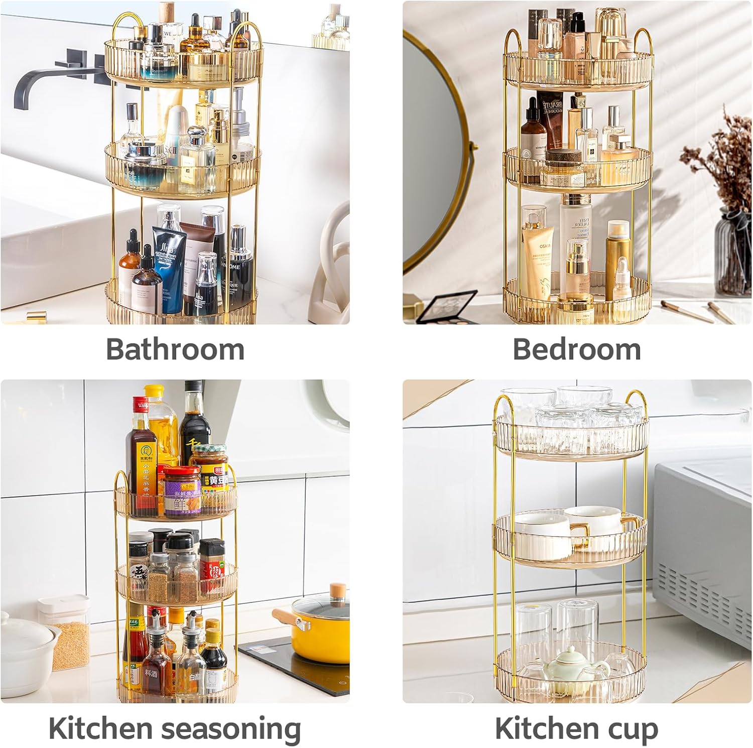 Organizador de maquillaje giratorio de 360, bandejas de baño, organizador de encimera, carrusel de maquillaje, estante giratorio de gran capacidad,