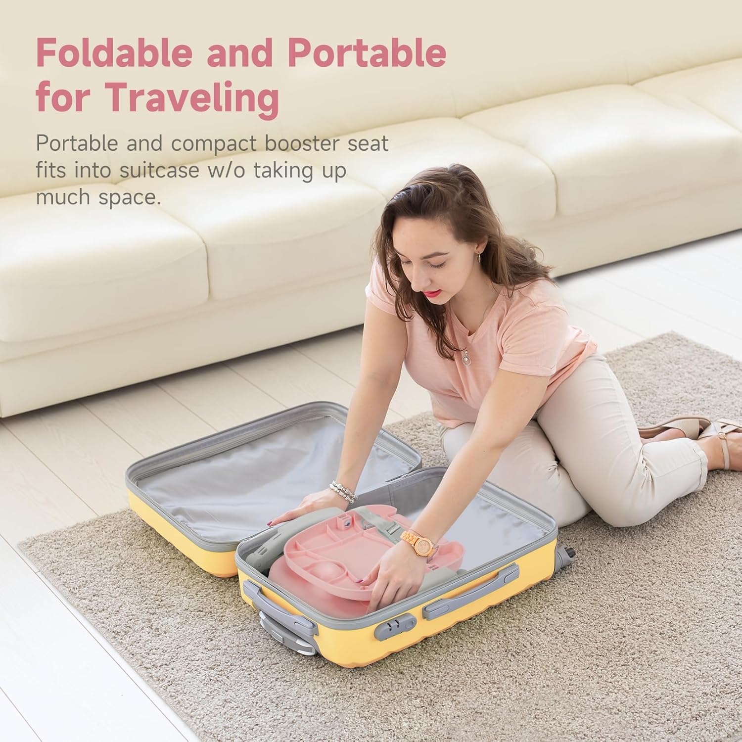 YOLEO Sillas altas para bebés y niños pequeños, asiento elevado para mesa de comedor con altura ajustable de 4 niveles, silla alta de viaje, asiento