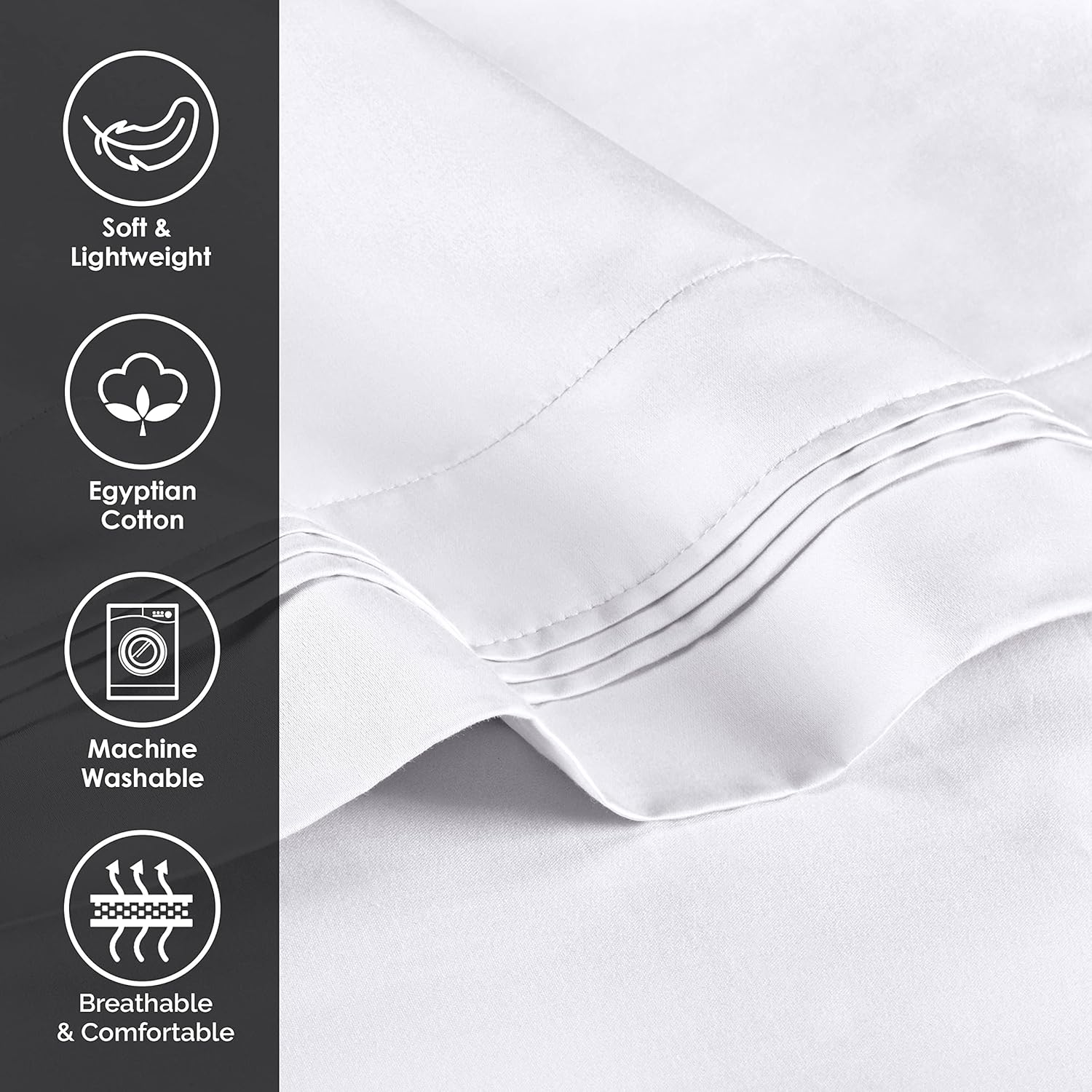 SUPERIOR Juego de fundas de almohada de algodón egipcio de 1000 hilos, fundas de almohada para todas las almohadas y durmientes, fundas suaves para