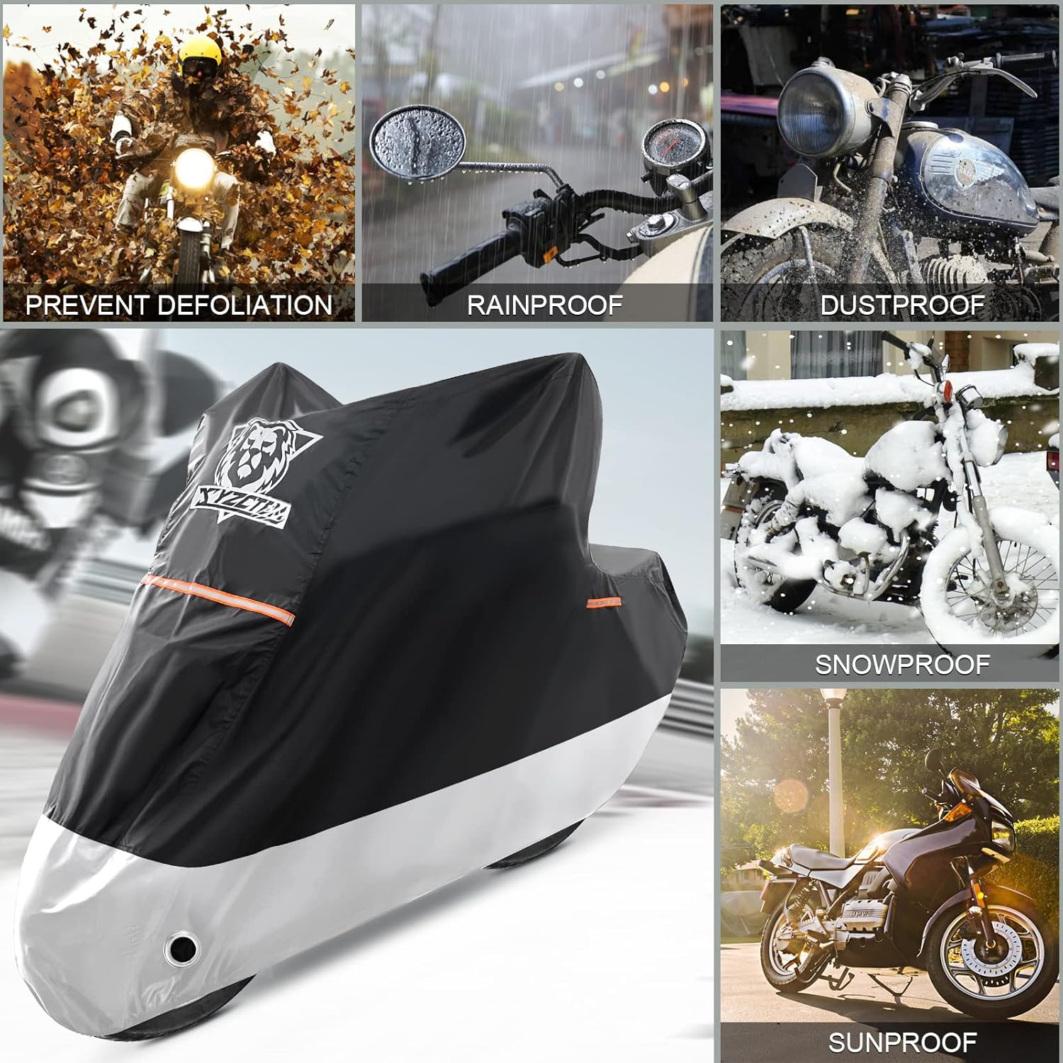 XYZCTEM Funda de motocicleta  Protección impermeable para exteriores para todas las estaciones, apta para bicicletas turísticas, picadores y